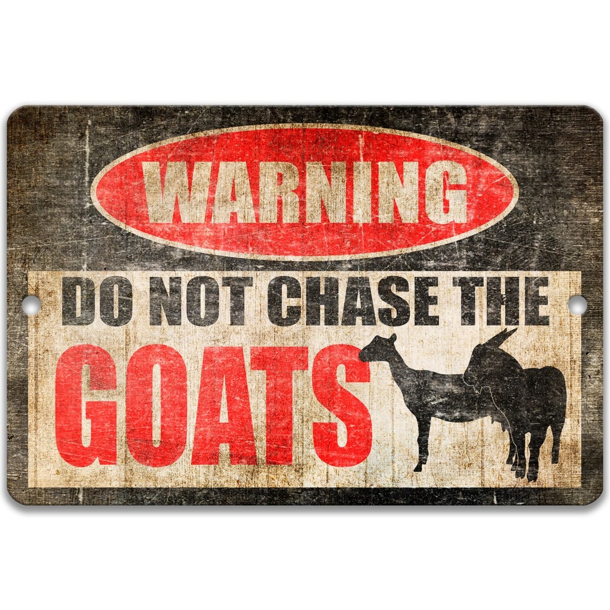 Funny Goats Metal Warning Sign