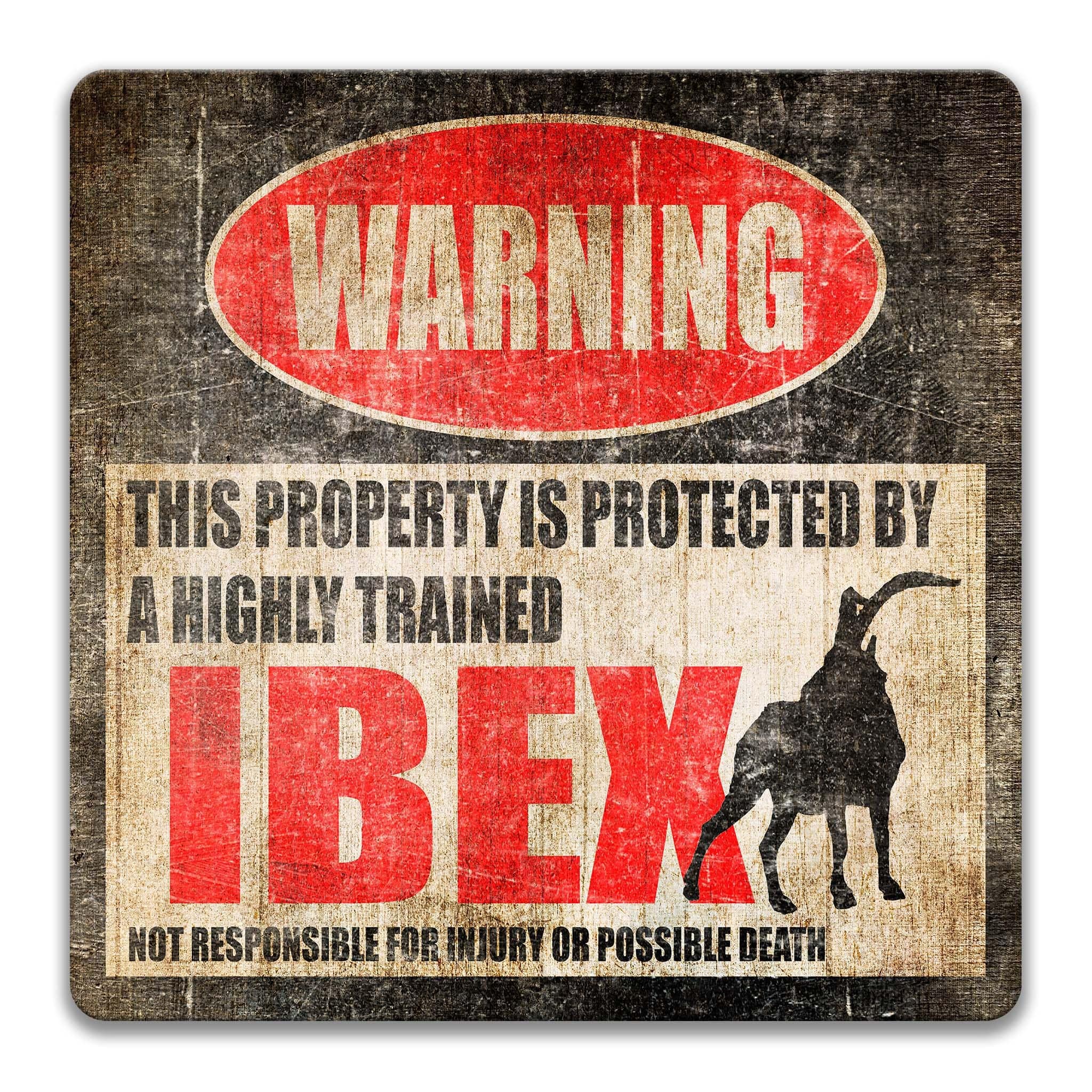 Funny Ibex Warning Sign, Mountain Goat, Alpine Goats