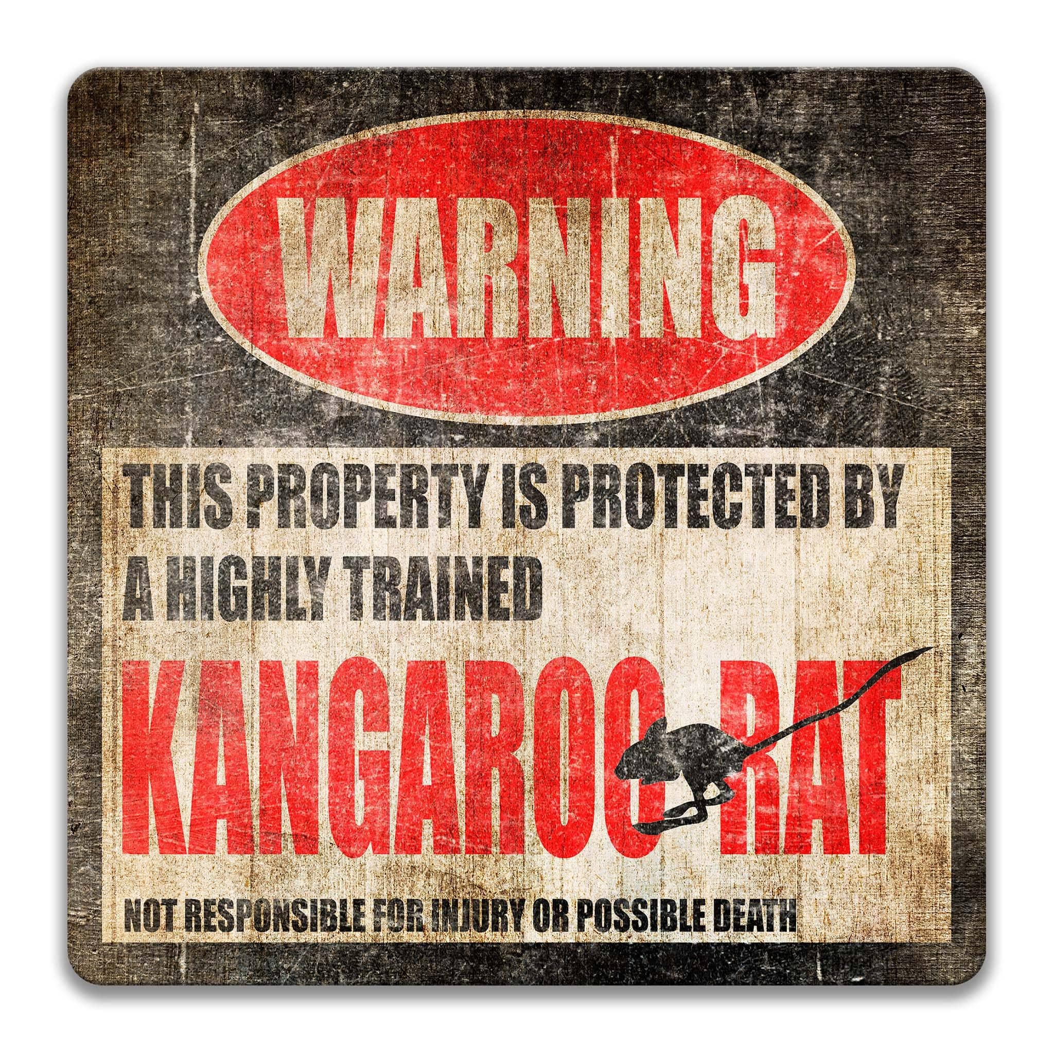 Funny Kangaroo Rat Warning Sign, Desert Rat, Pet Cage Sign