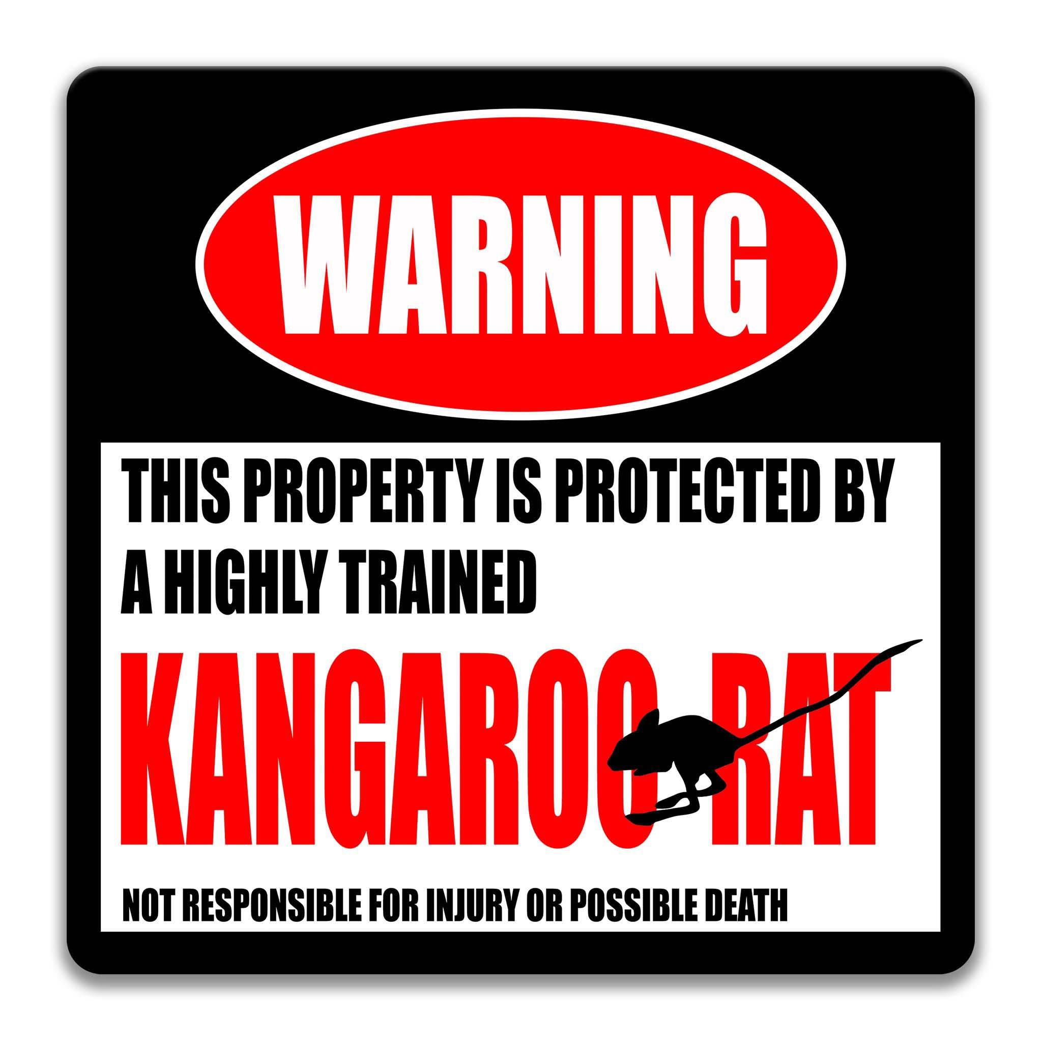 Funny Kangaroo Rat Warning Sign, Desert Rat, Pet Cage Sign
