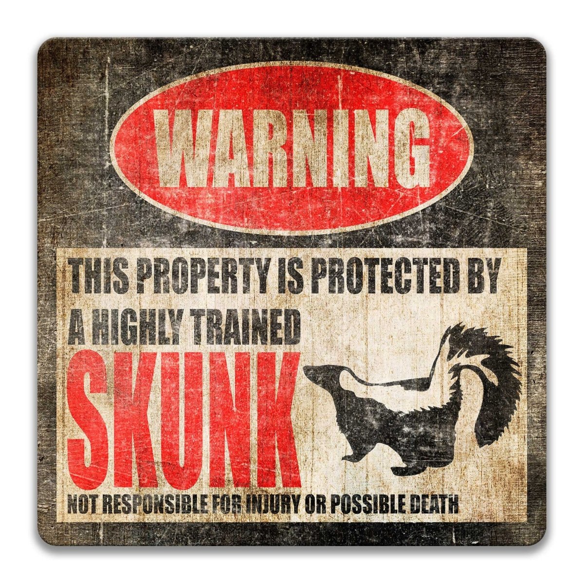 Funny Skunk Metal Animal Sign