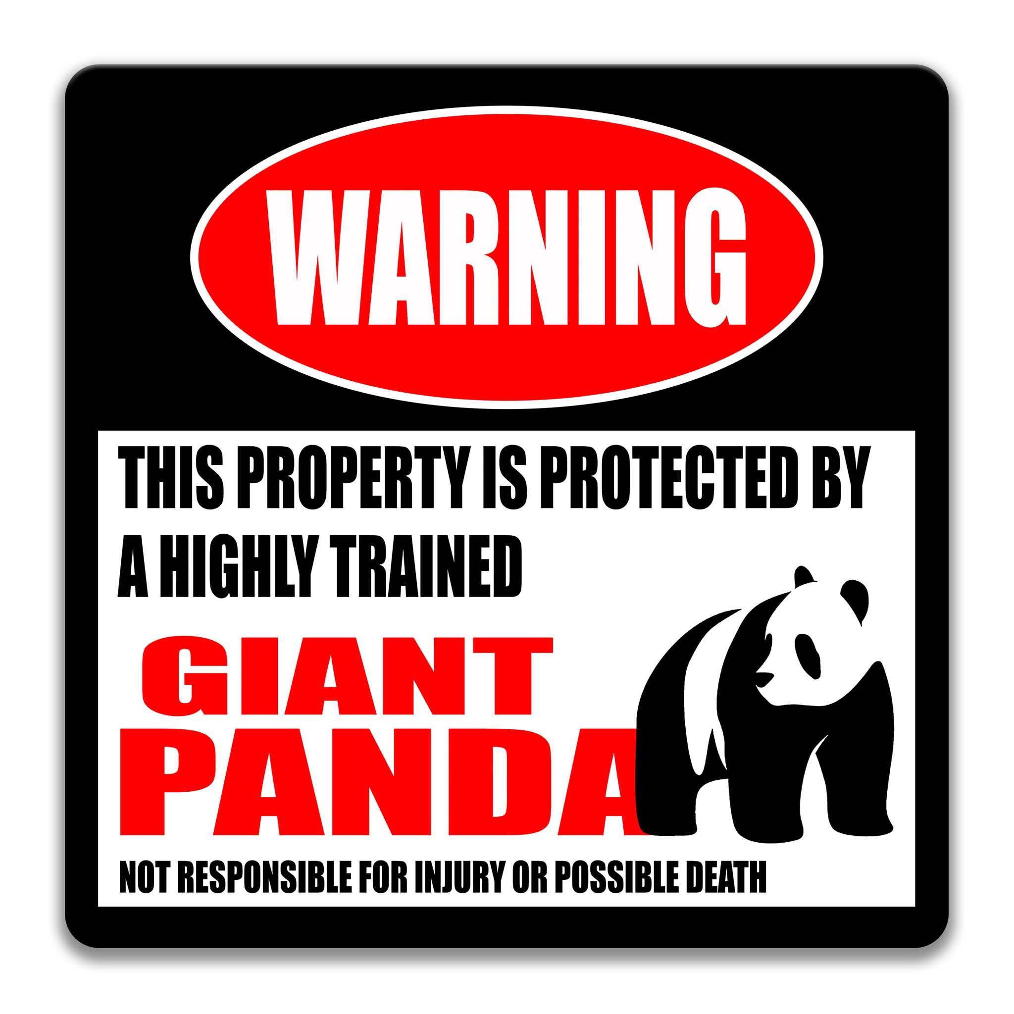 Giant Panda Metal Sign, Giant Panda Warning