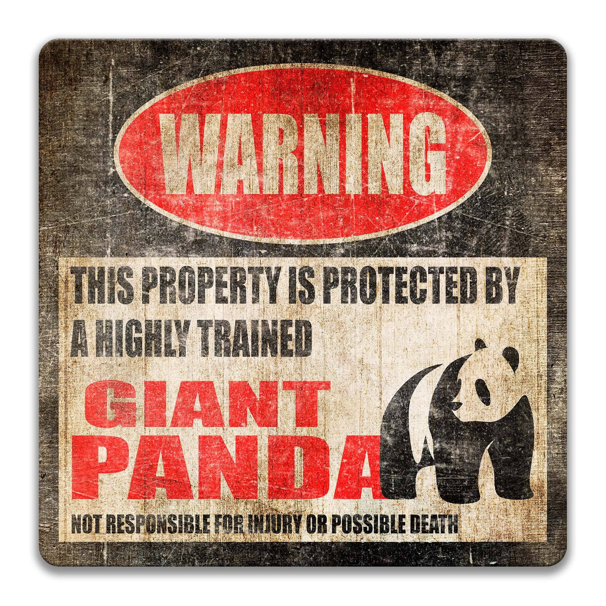Giant Panda Metal Sign, Giant Panda Warning