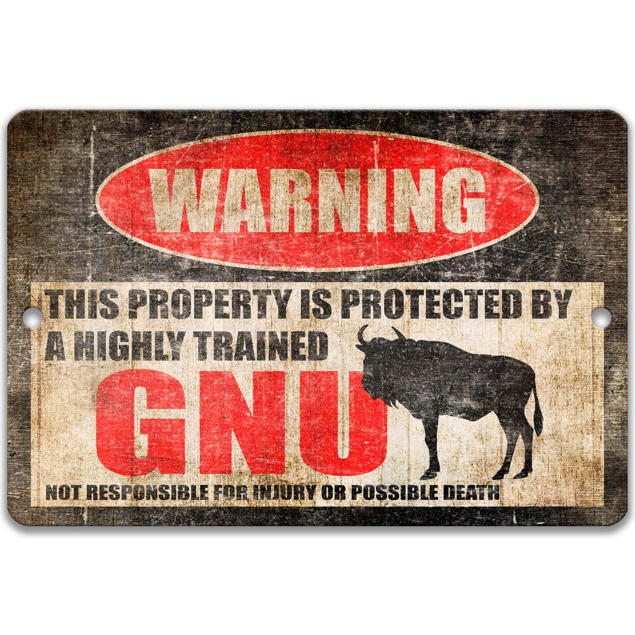 Gnu Metal Sign, Gnu Warning, Wildebeest, Antelope, Gazelle, Springbok, Impala, Addax, Dik - dik, African Antelope, Safari Animals 8 - HIG245Designs by Linda Nee
