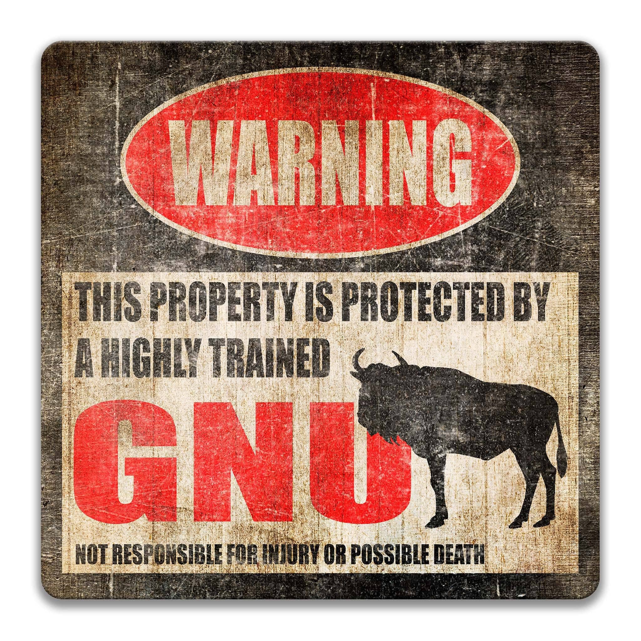 Gnu Metal Sign, Gnu Warning, Wildebeest, Antelope, Gazelle, Springbok, Impala, Addax, Dik - dik, African Antelope, Safari Animals 8 - HIG245Designs by Linda Nee