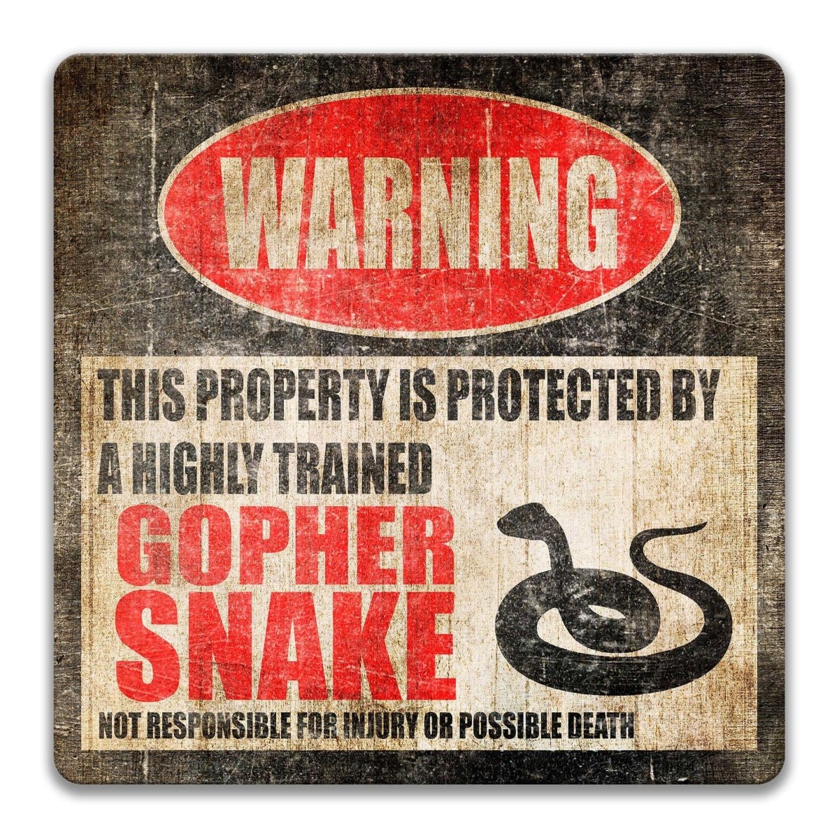 Gopher Snake Warning Metal Sign