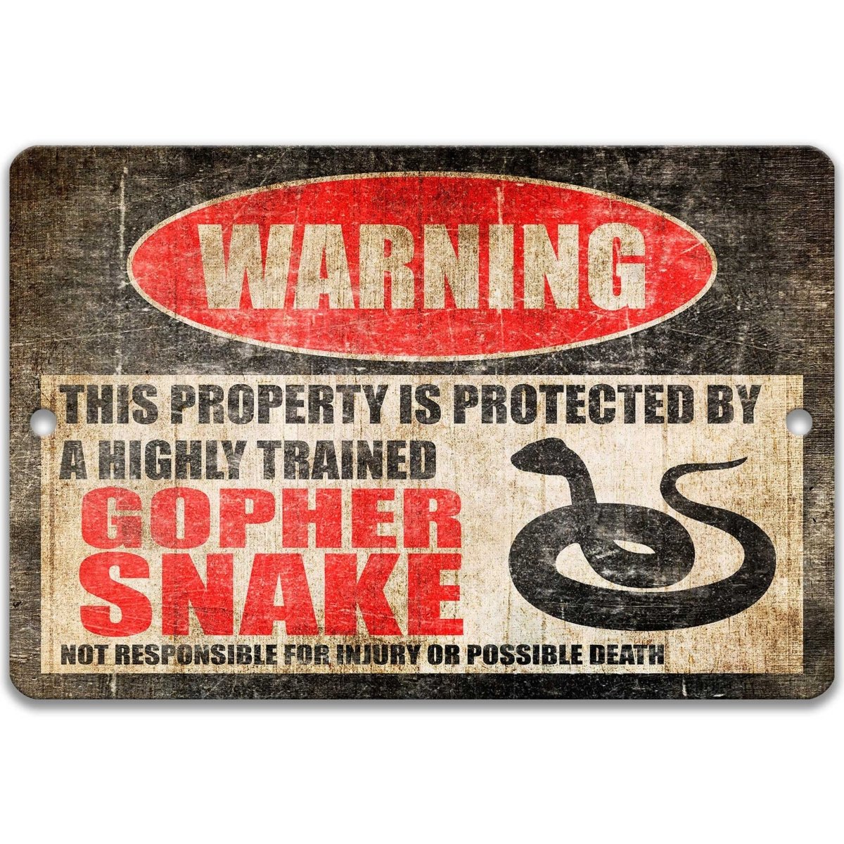 Gopher Snake Warning Metal Sign