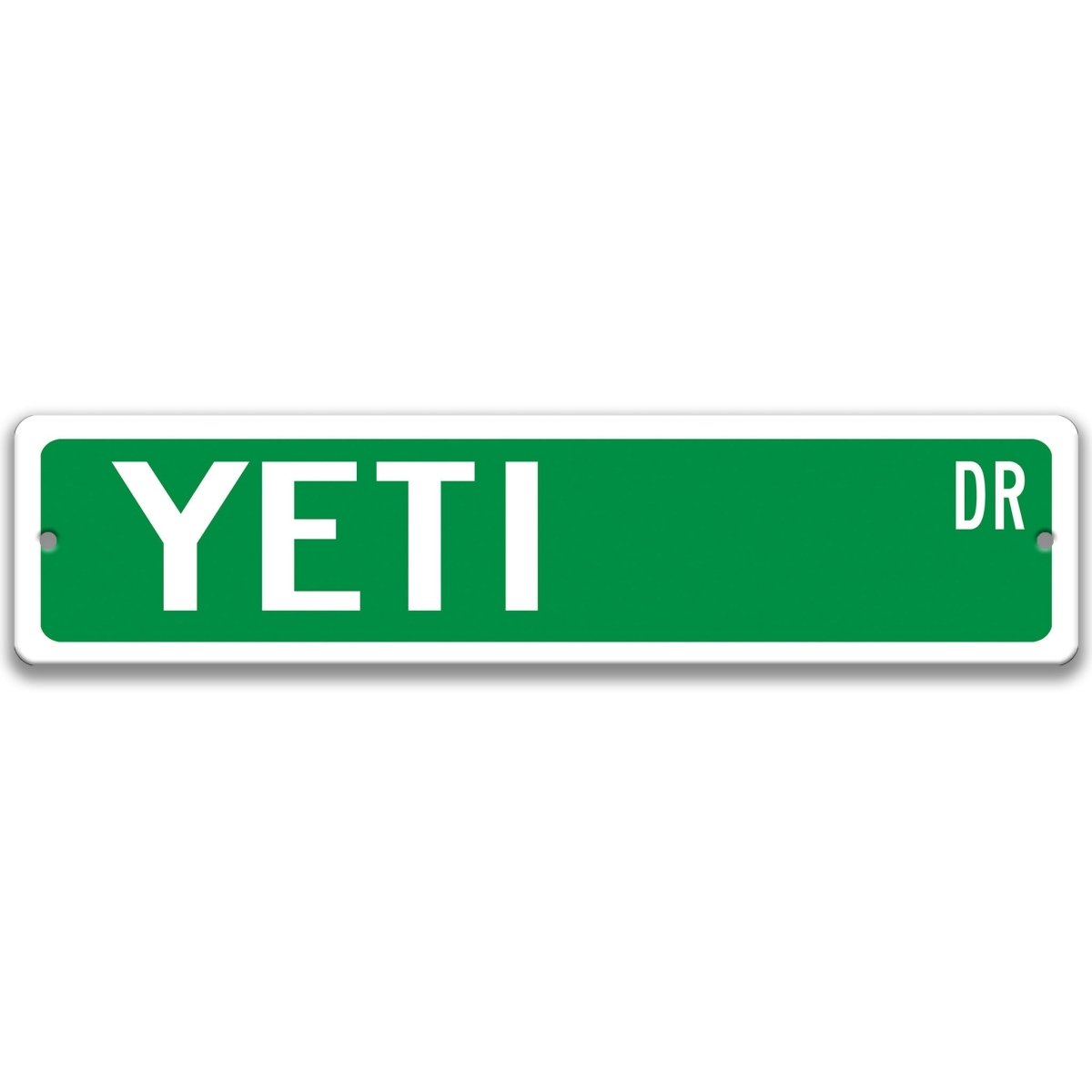 Green Yeti aluminum street name sign with white lettering