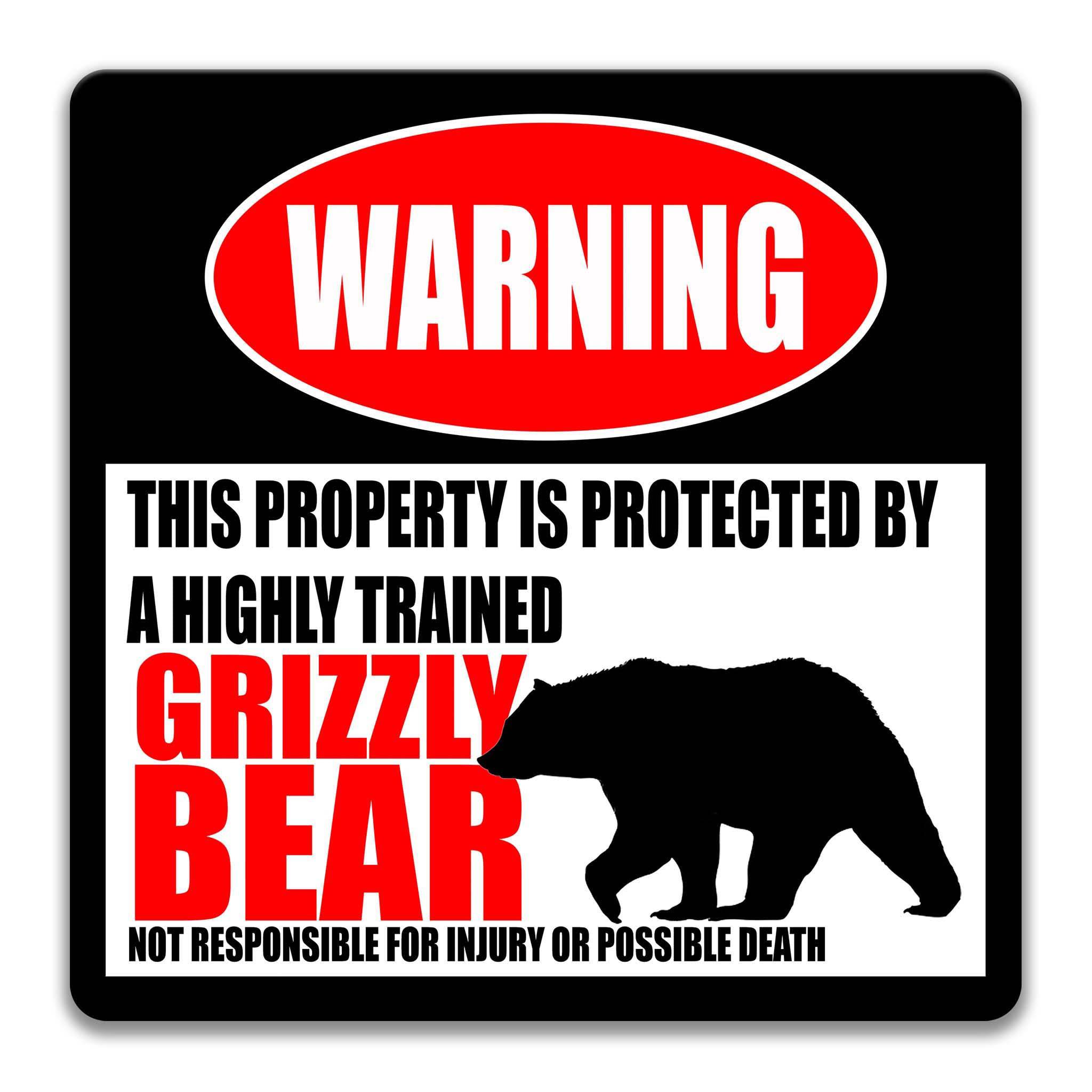 Grizzly Bear Metal Sign, Grizzly Bear Warning, Alaskan Animals, Brown Bear