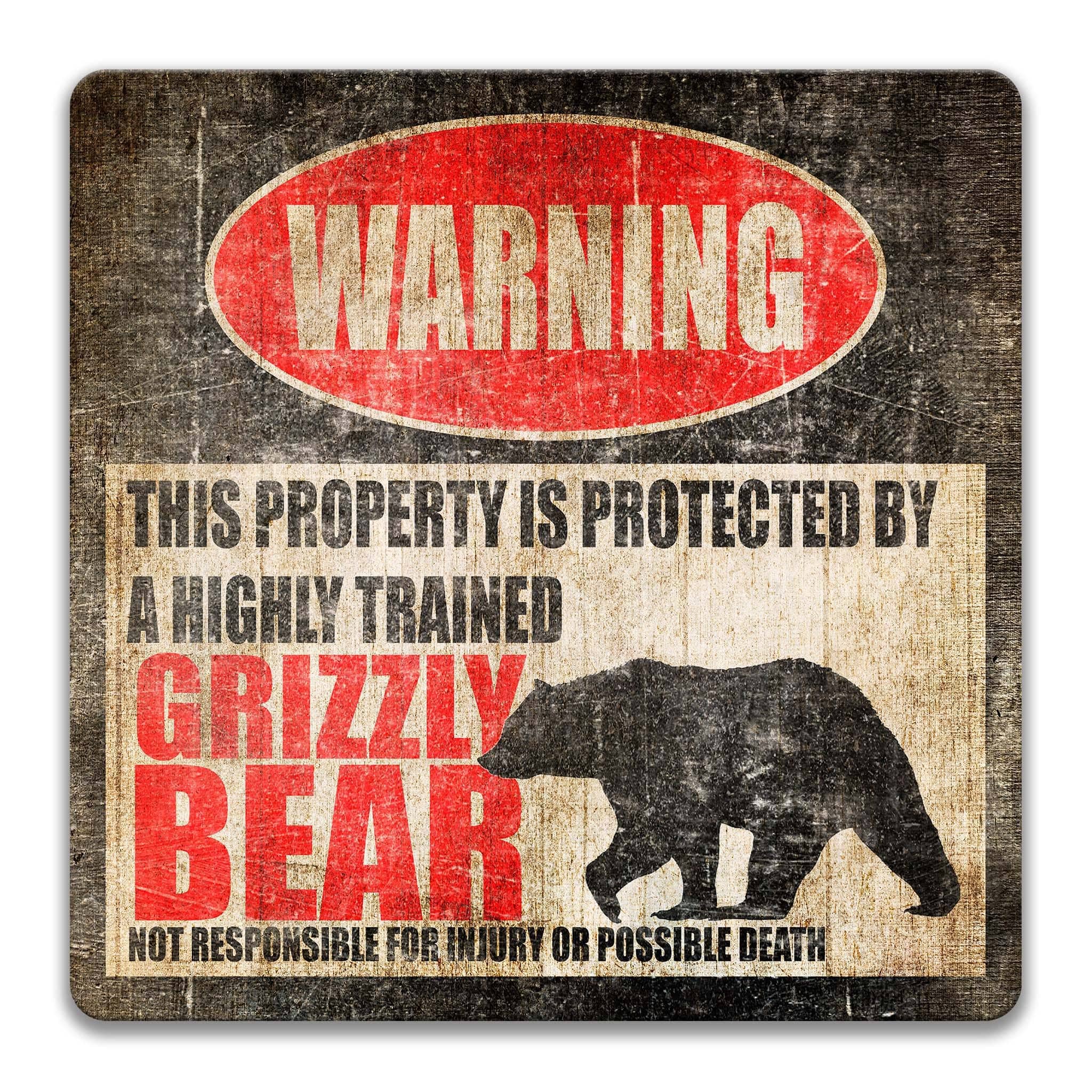 Grizzly Bear Metal Sign, Grizzly Bear Warning, Alaskan Animals, Brown Bear