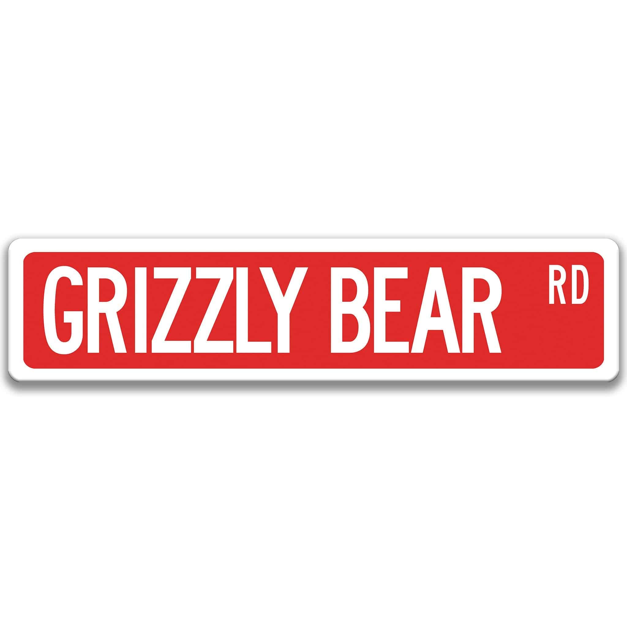 Grizzly Bear Metal Street Sign