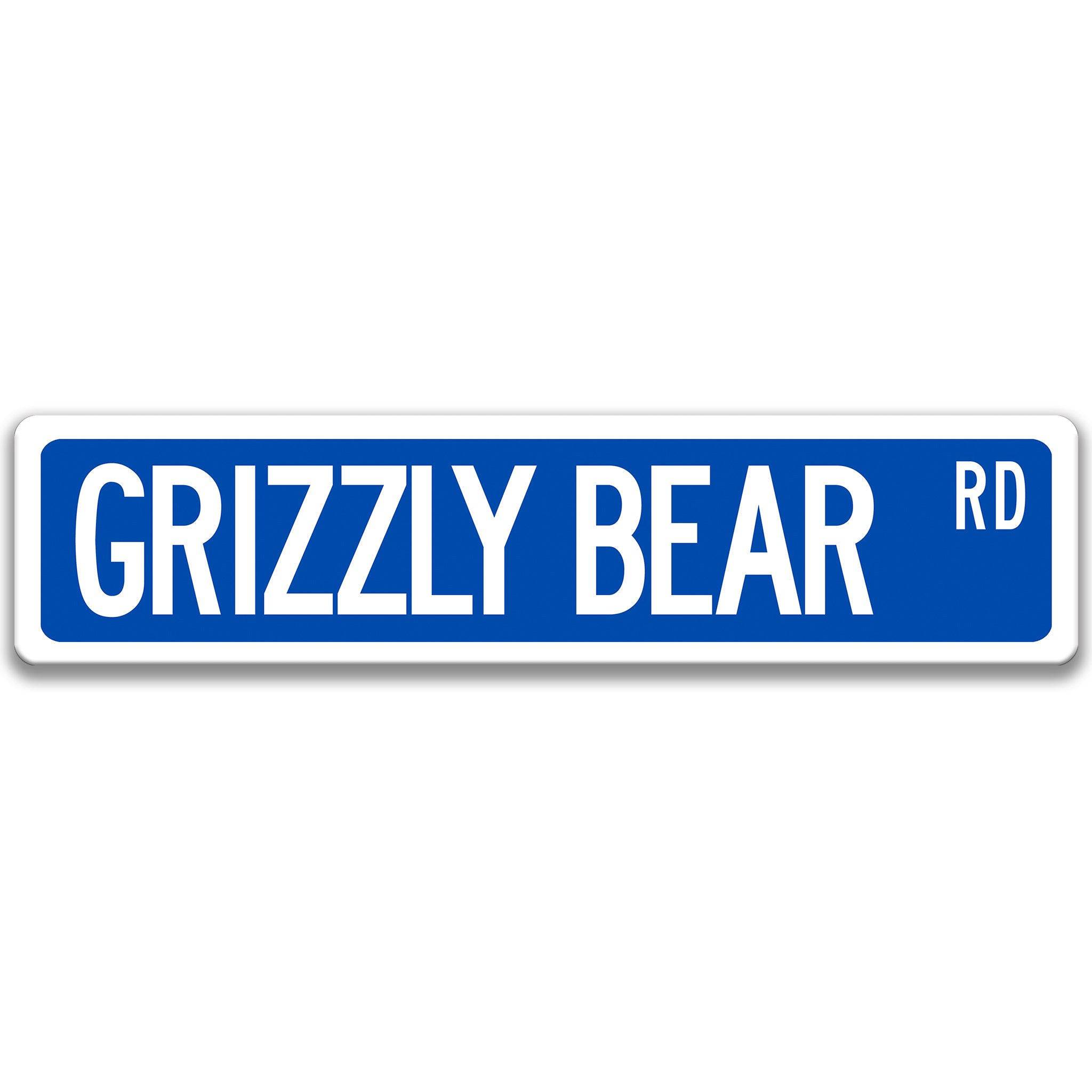 Grizzly Bear Metal Street Sign