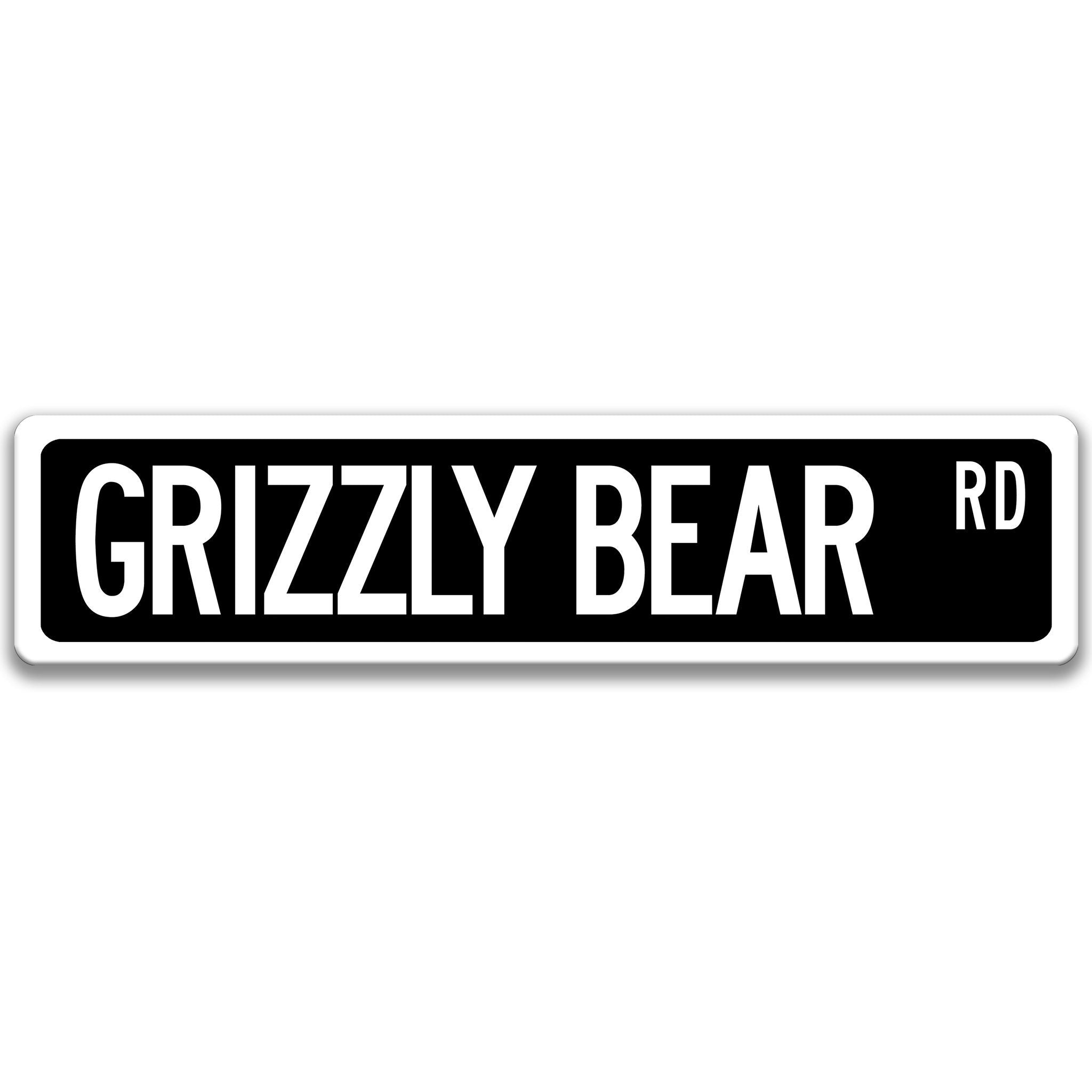 Grizzly Bear Metal Street Sign