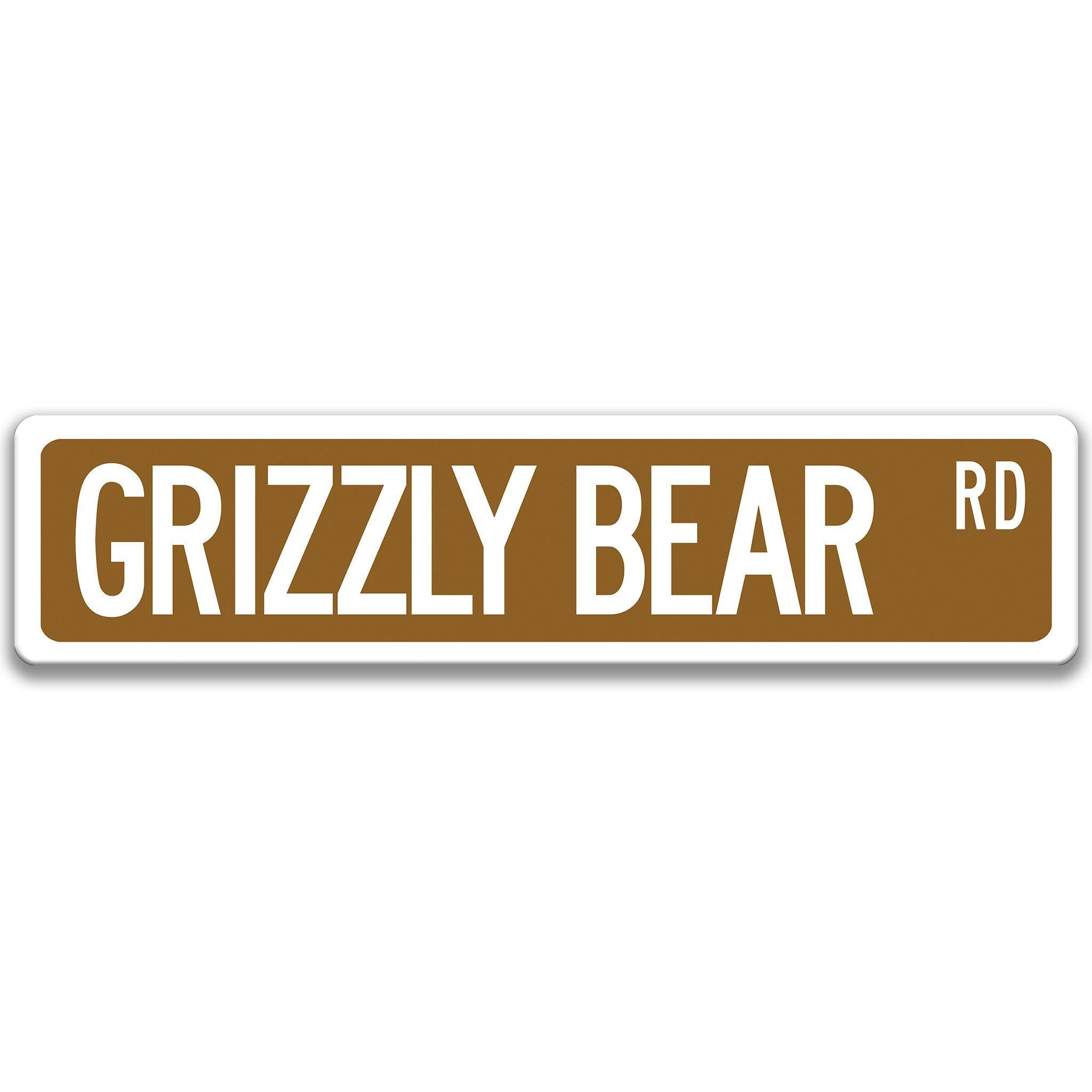 Grizzly Bear Metal Street Sign