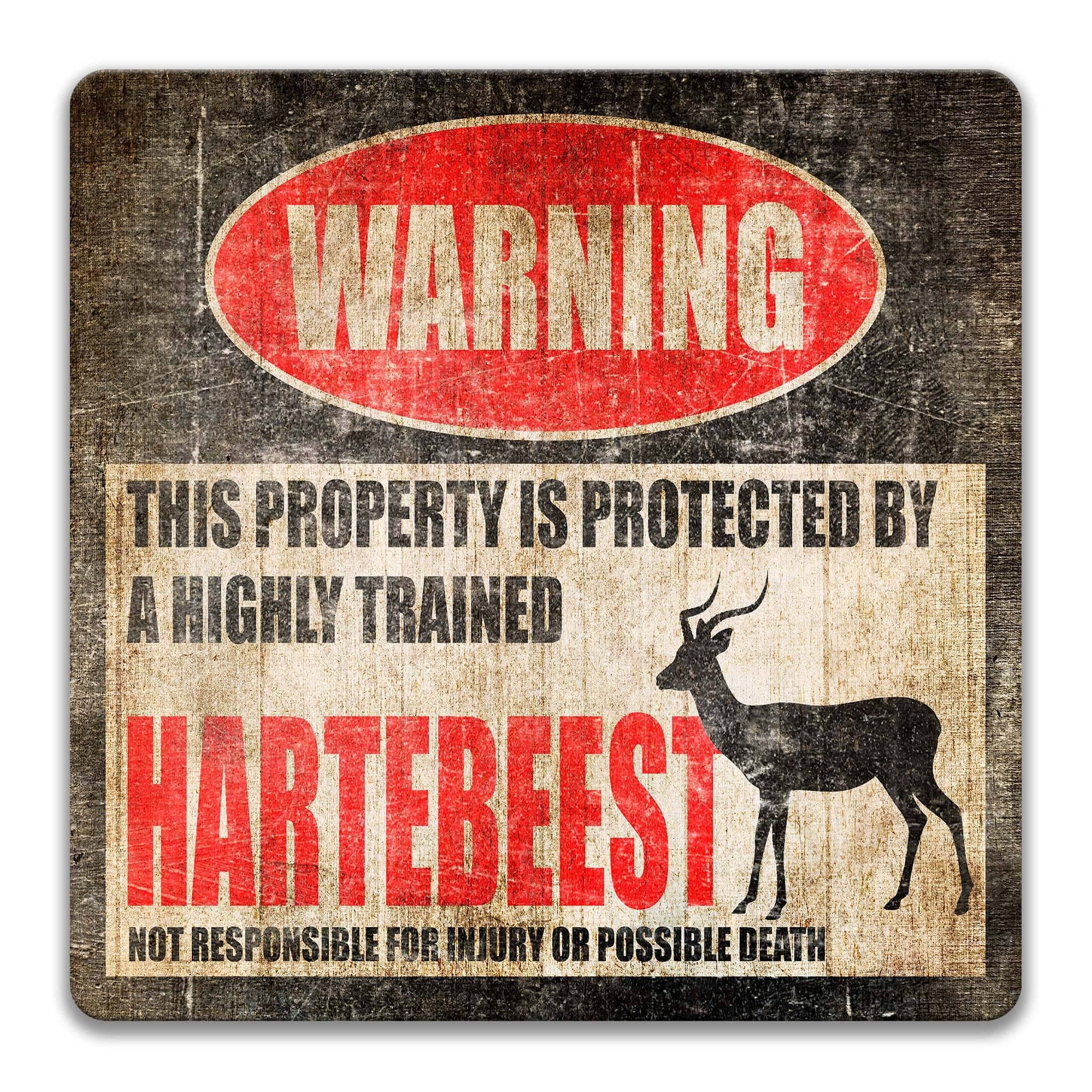 Hartebeest Metal Sign, Hartebeest Warning, Kongoni,, African Antelope