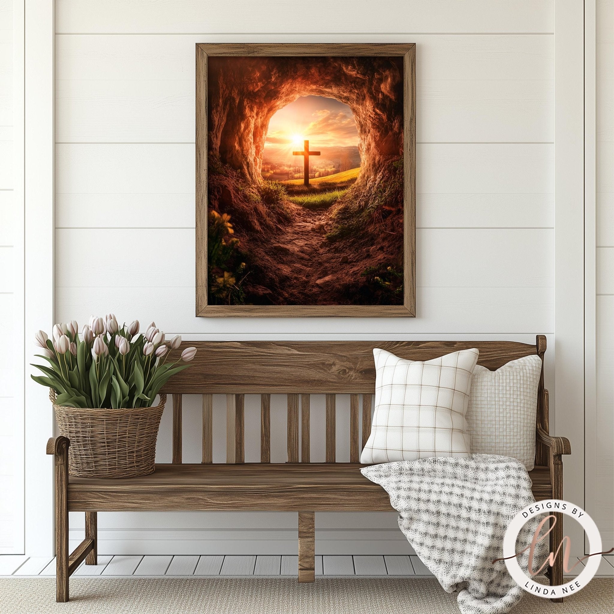 He Is Risen Print - Empty Tomb Easter Sunrise Wall ArtDesigns by Linda Nee