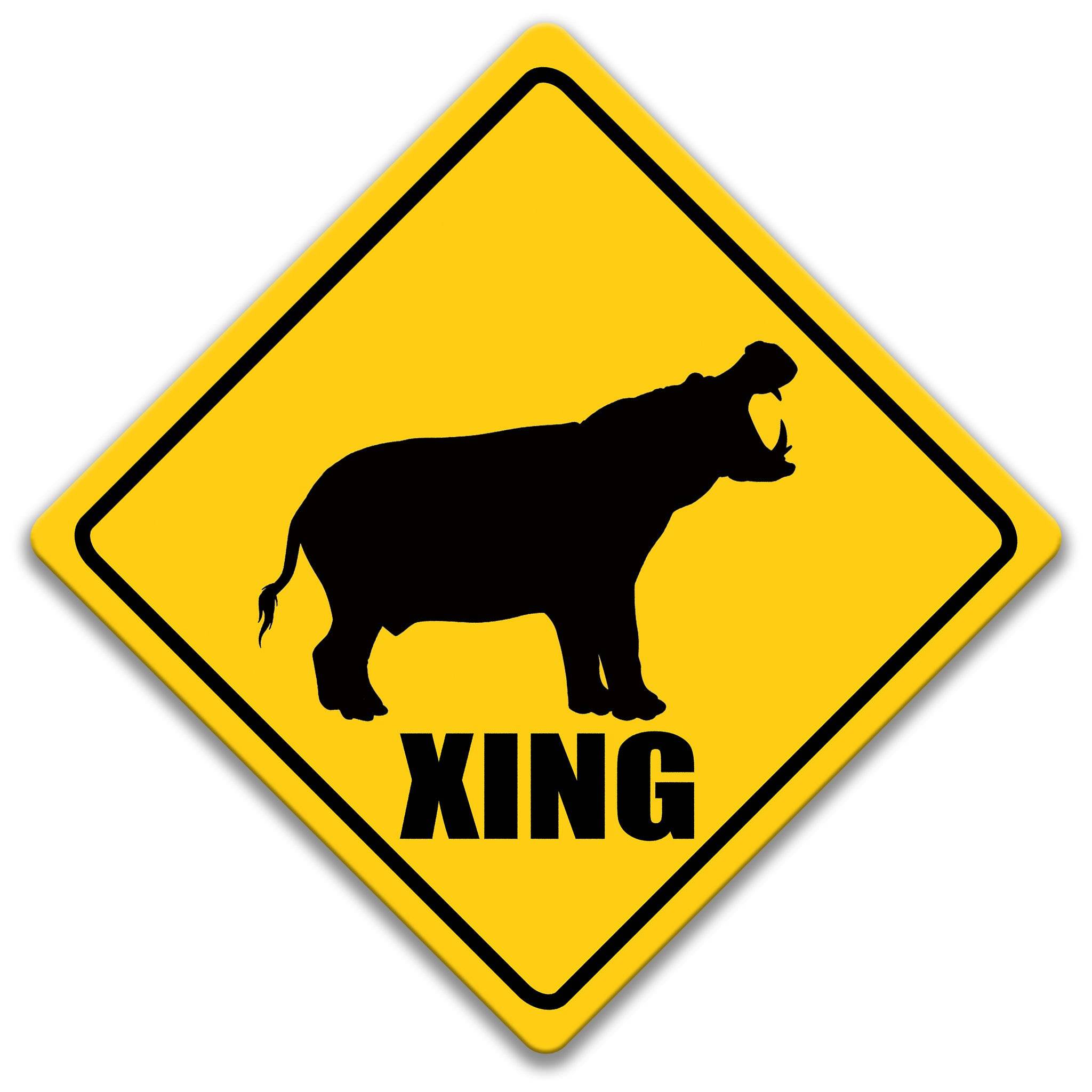 Hippopotamus XING Caution Sign