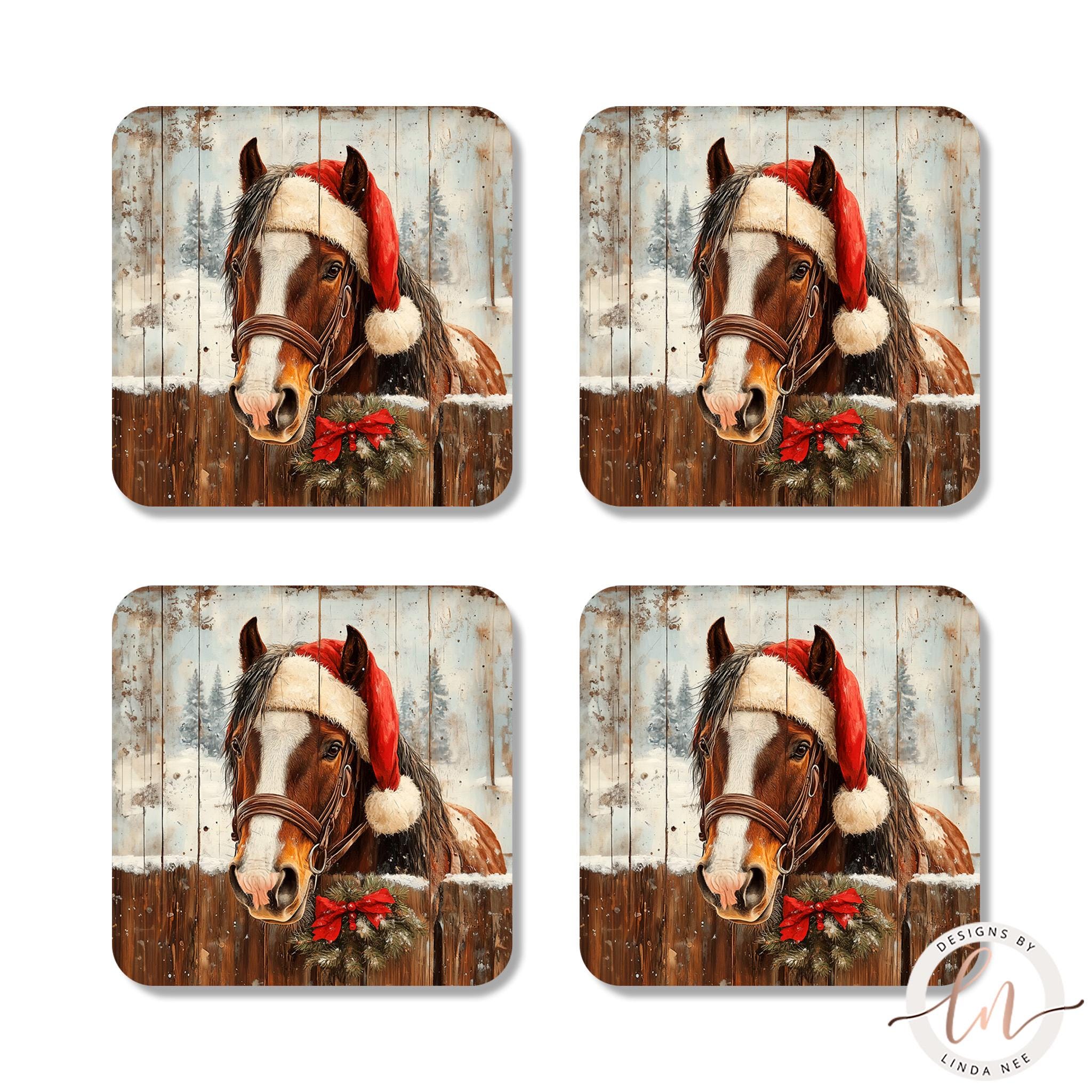 Horse Coasters Set - Cute Christmas Farm Animal Gift