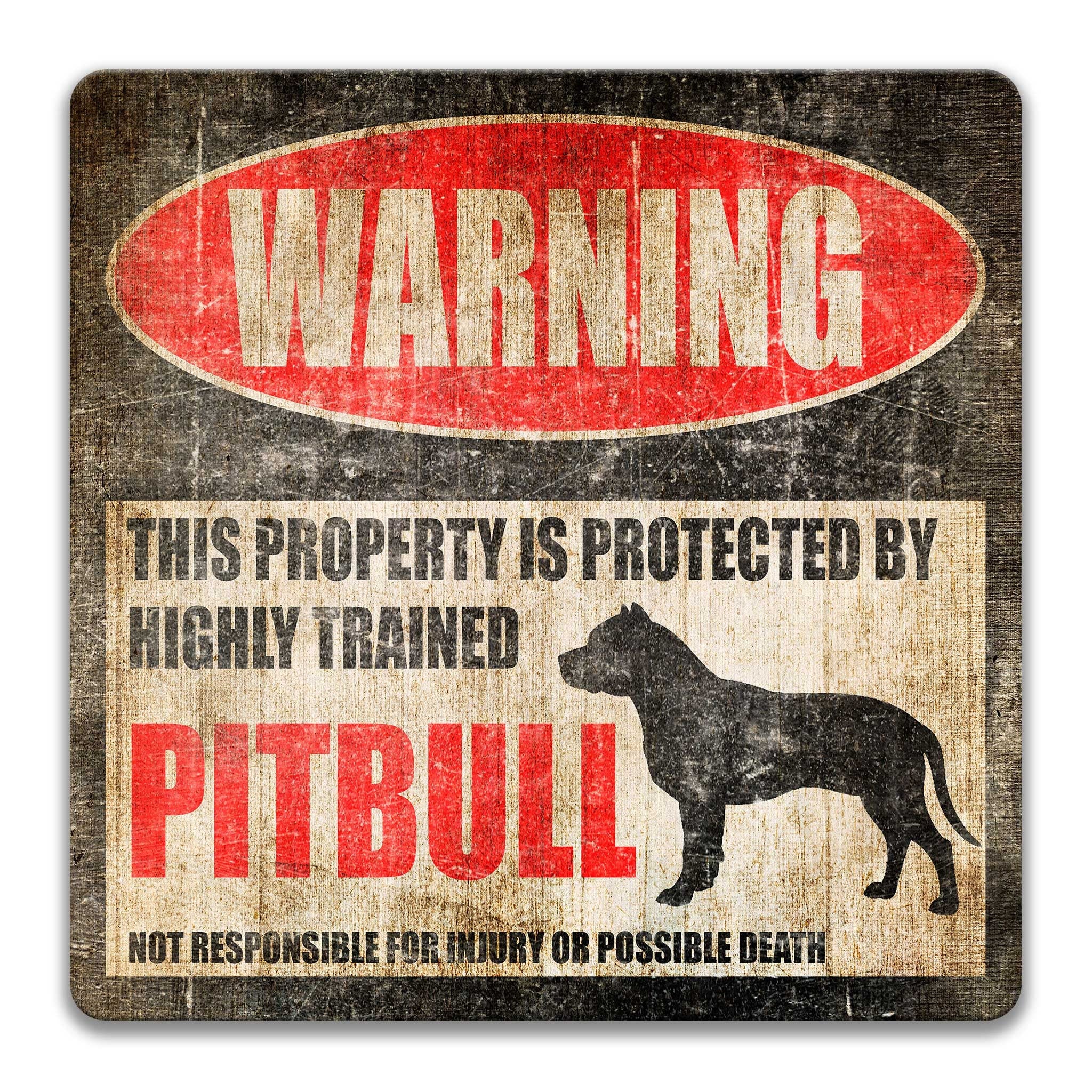 Pitbull Warning Sign No Trespassing