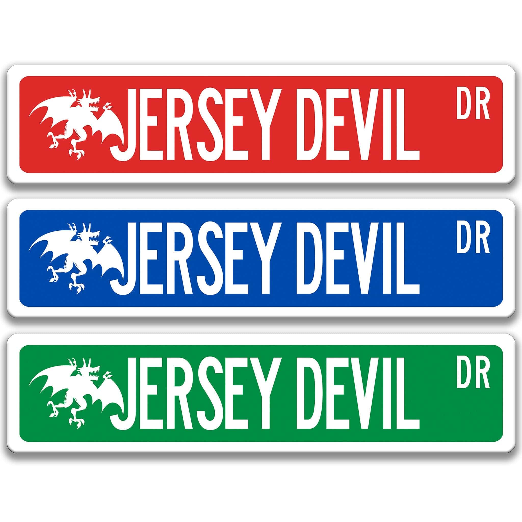 Jersey Devil with Silhouette Metal Street Sign