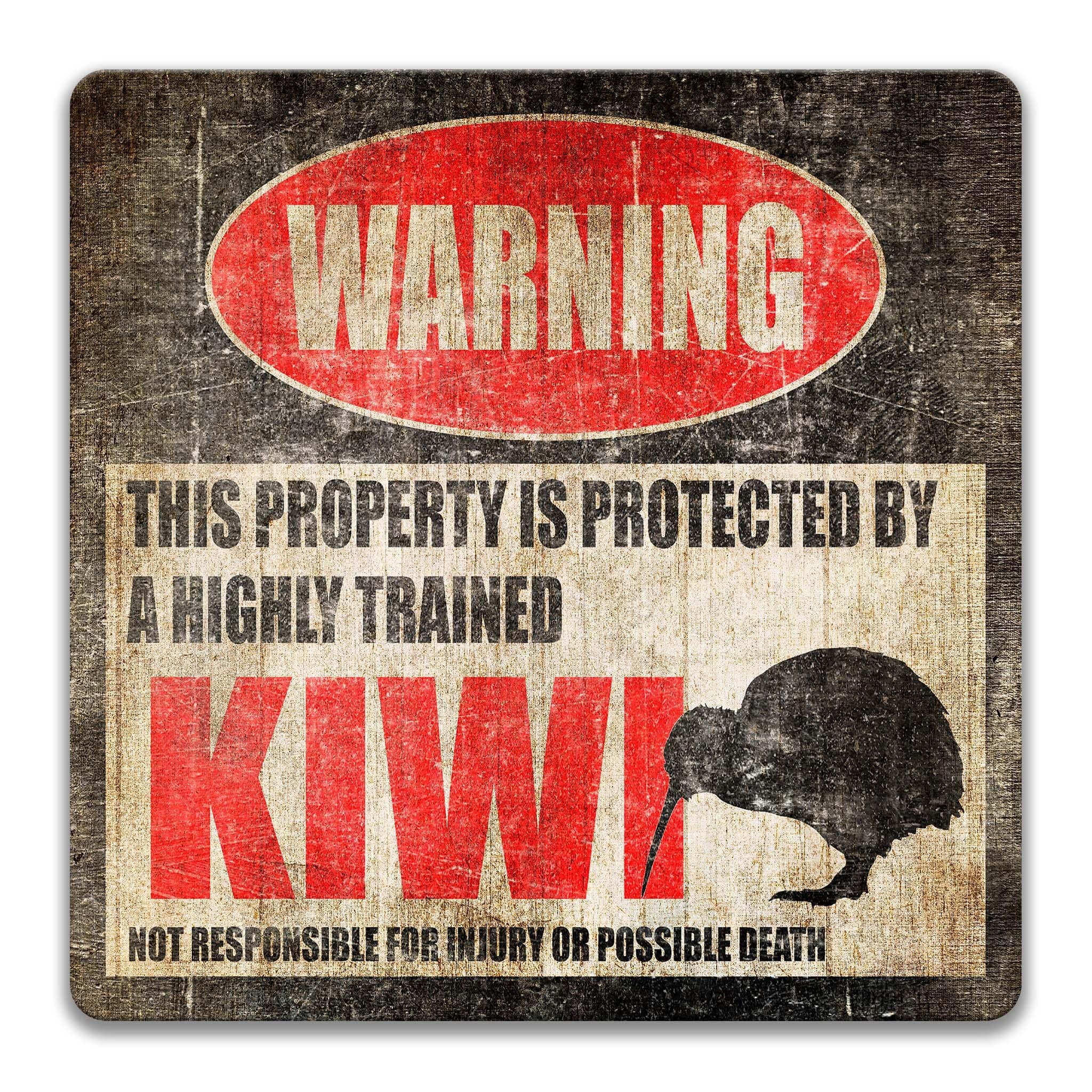 Kiwi Warning Sign, Beware of Kiwi, Bird Watcher Gifts