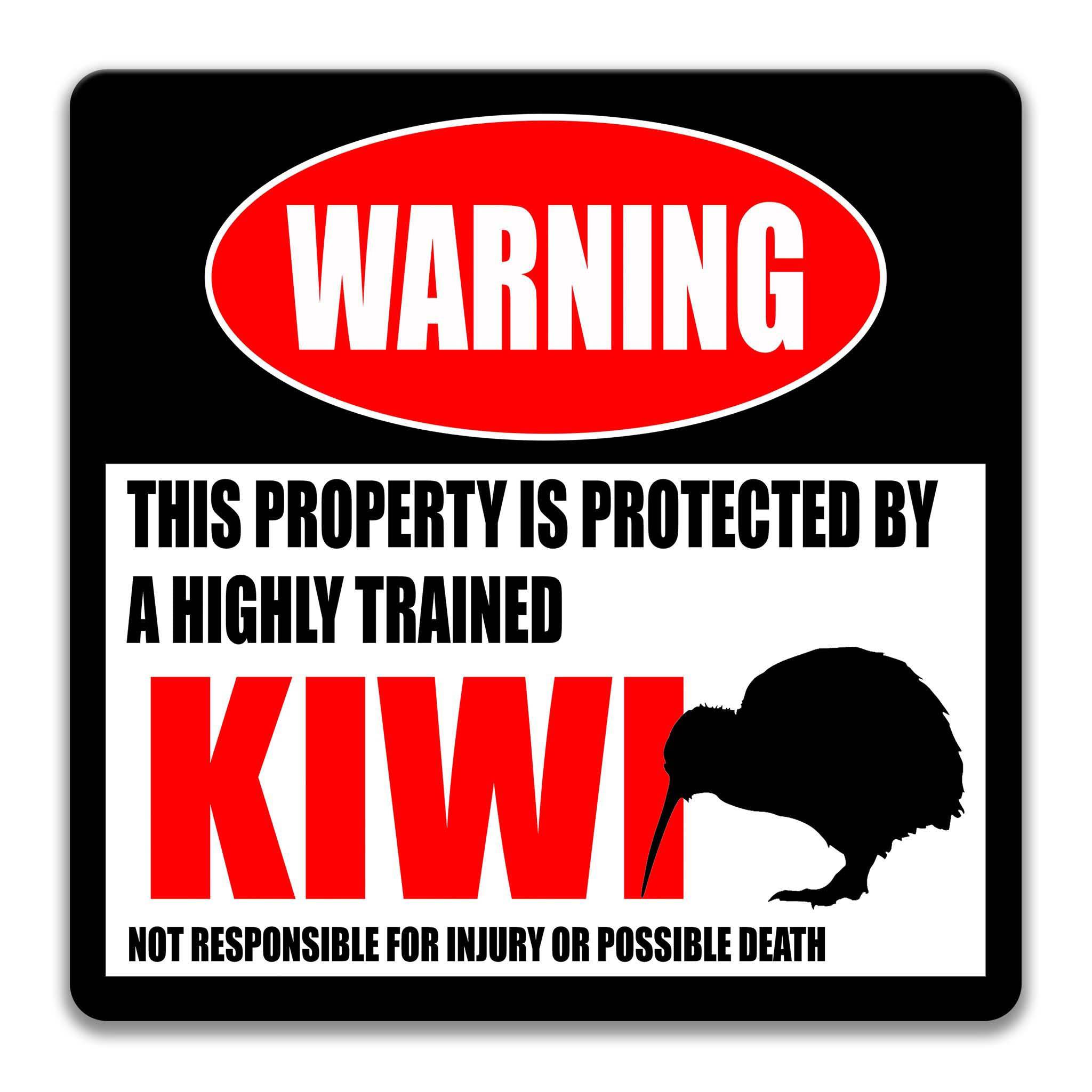 Kiwi Warning Sign, Beware of Kiwi, Bird Watcher Gifts