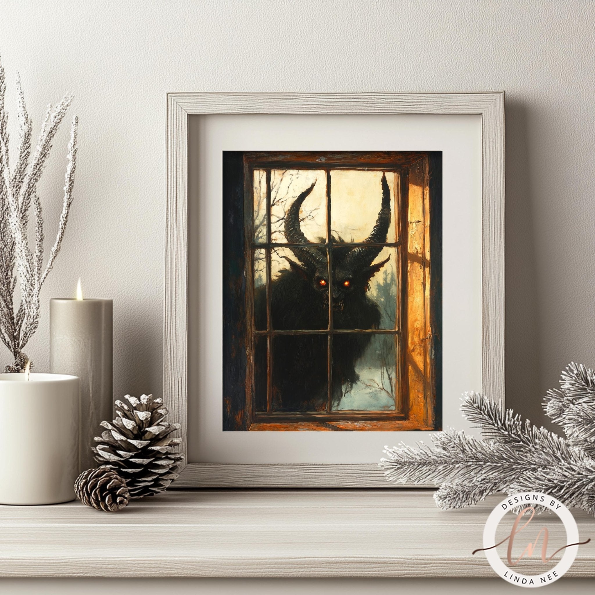 Lurking Krampus Christmas Art - Metal & Fine Art Print