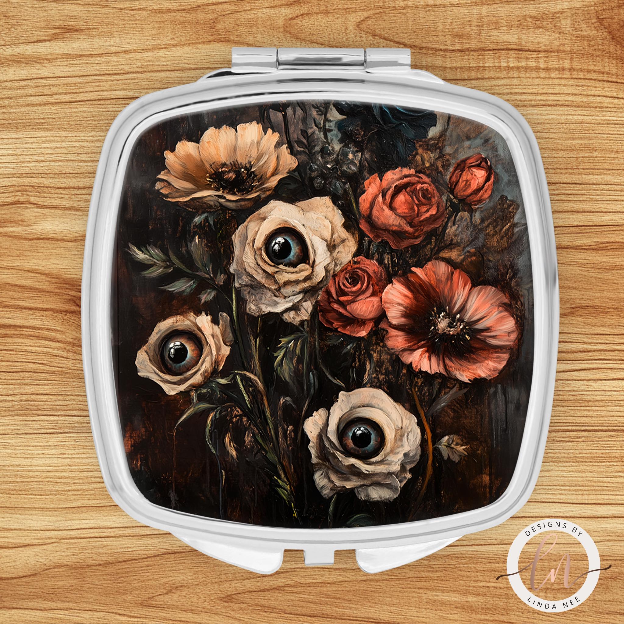 Macabre Botanical Compact Mirror - Dark Academia Gift
