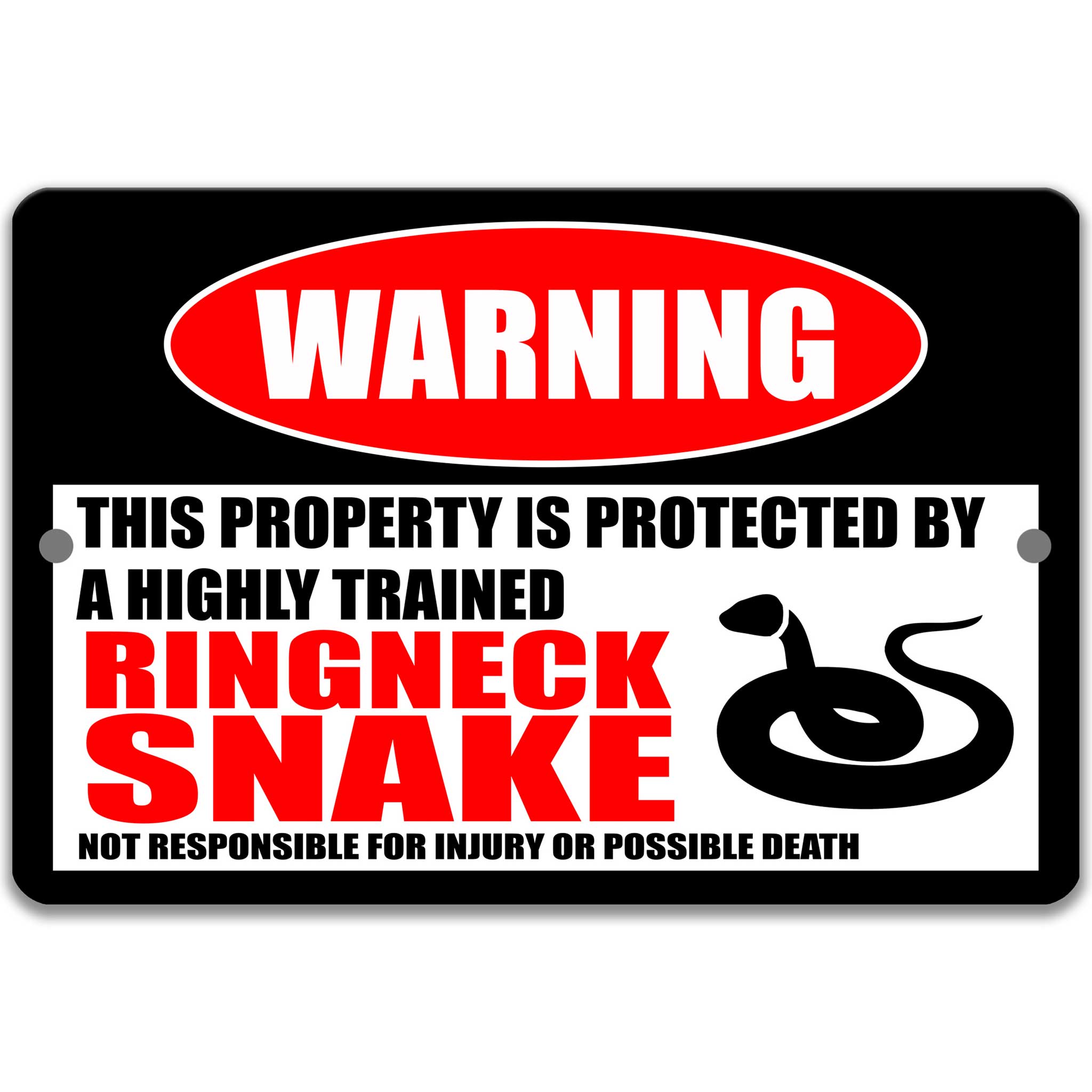 Metal Ringneck Snake Warning Sign - Reptile Pet Gift Accessories