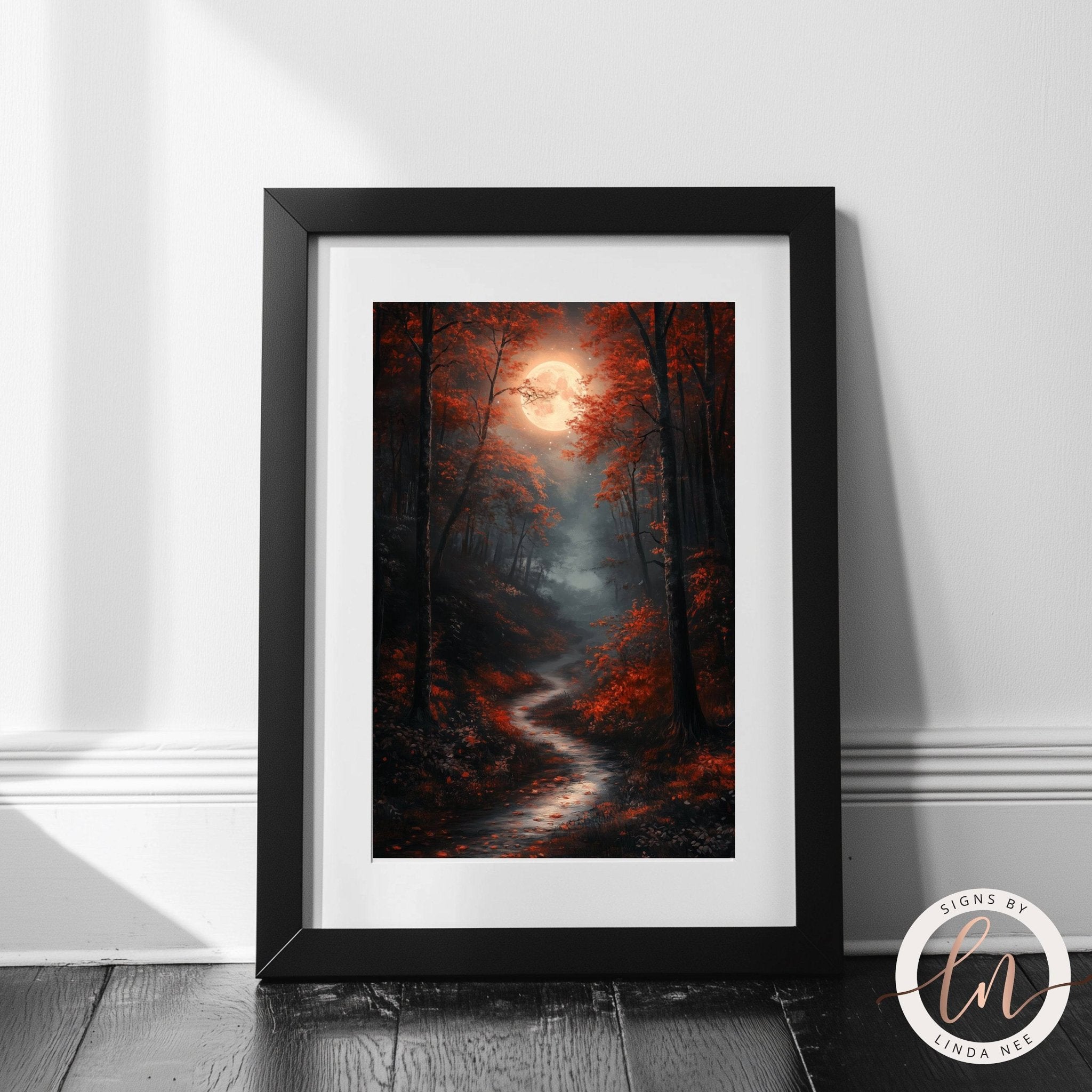 Moody Midnight Fall Forest Art - Metal or Fine Art Paper