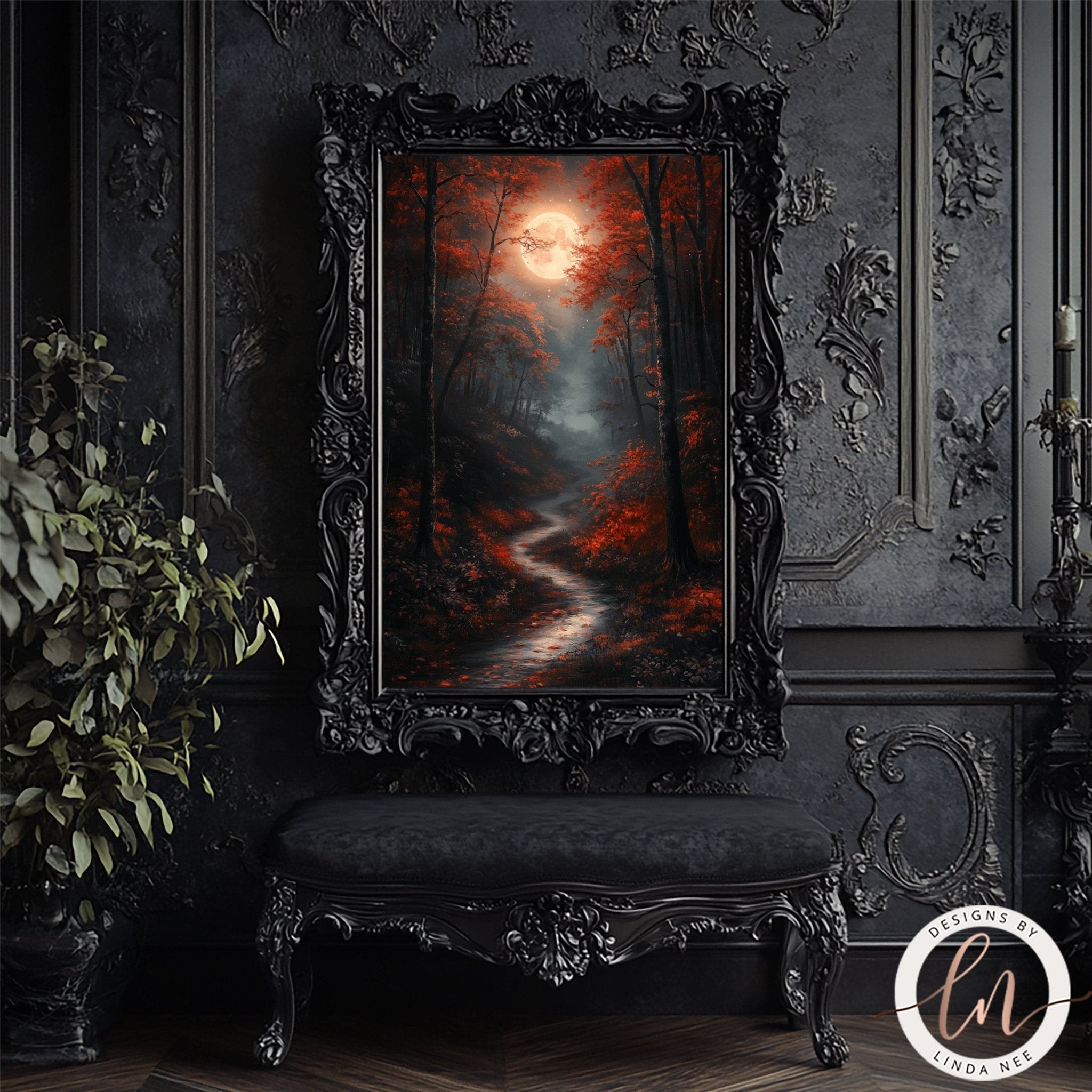 Moody Midnight Fall Forest Art - Metal or Fine Art Paper