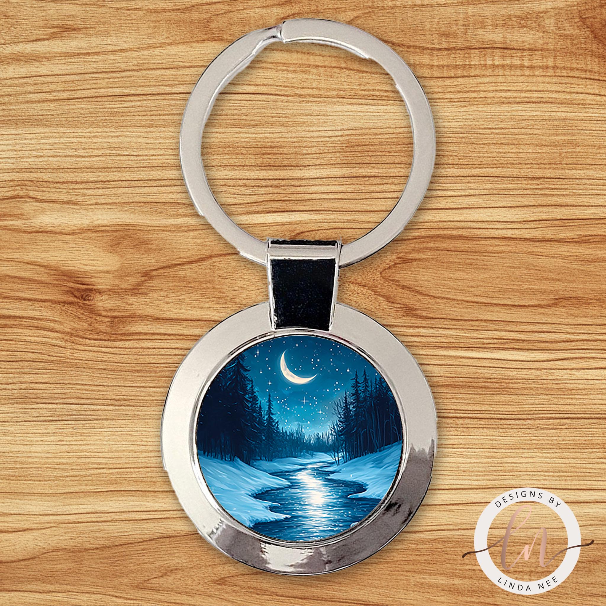 Moon Winter Night Pendant - River & Moon Phases Jewelry