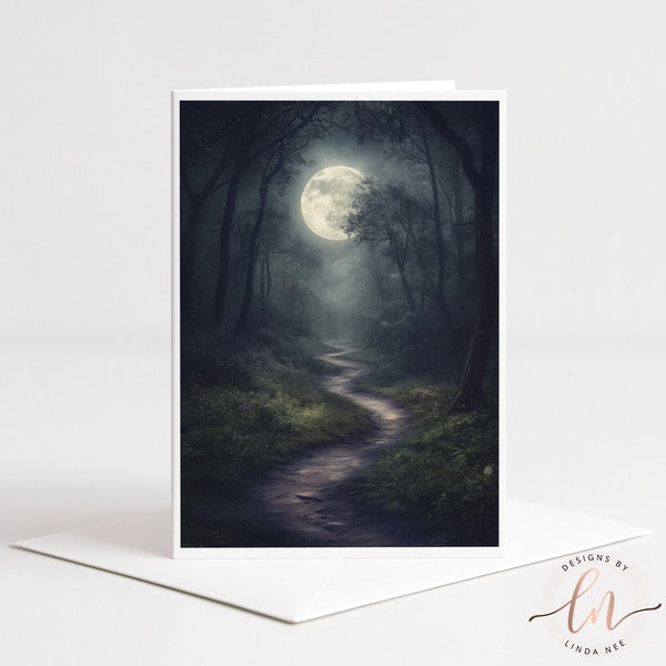 Moonlit Forest Art Greeting Card