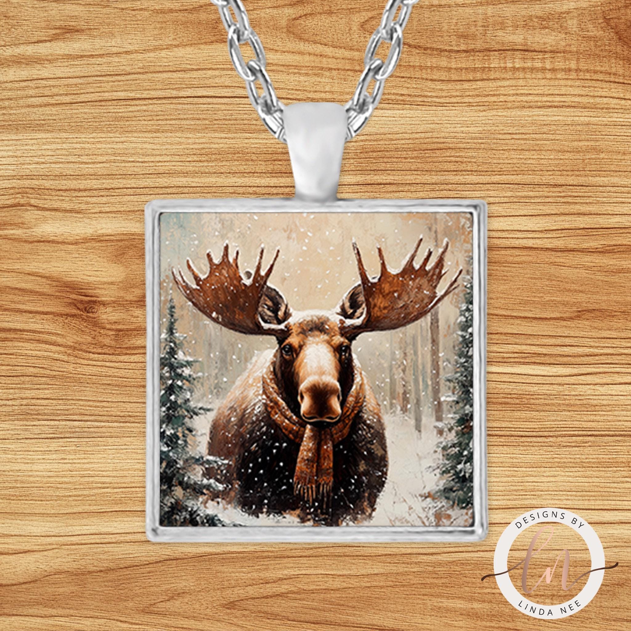 Moose Necklace - Forest Animal Pendant Winter Jewelryanimal lover gifts