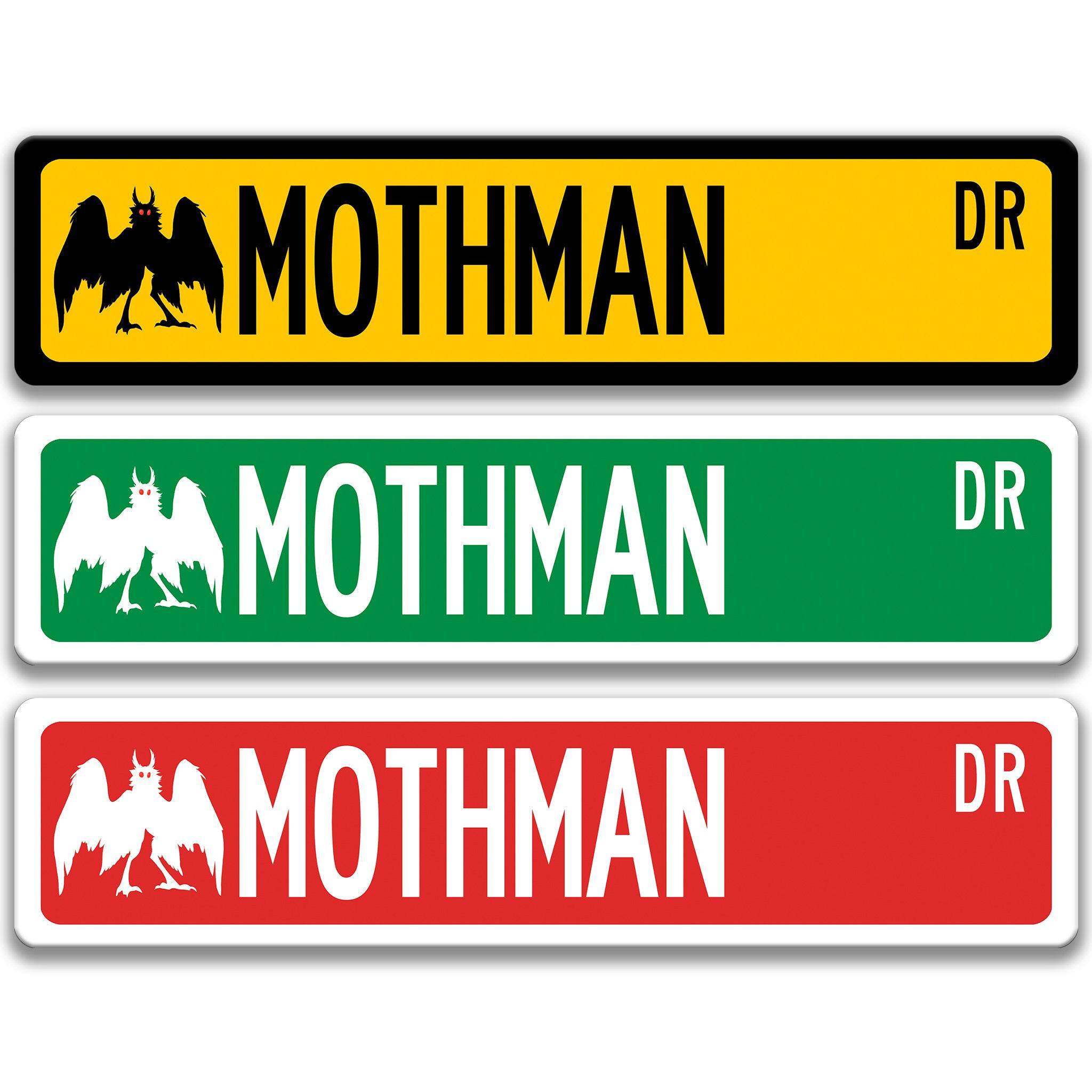 Mothman with Silhouette Metal Street Sign