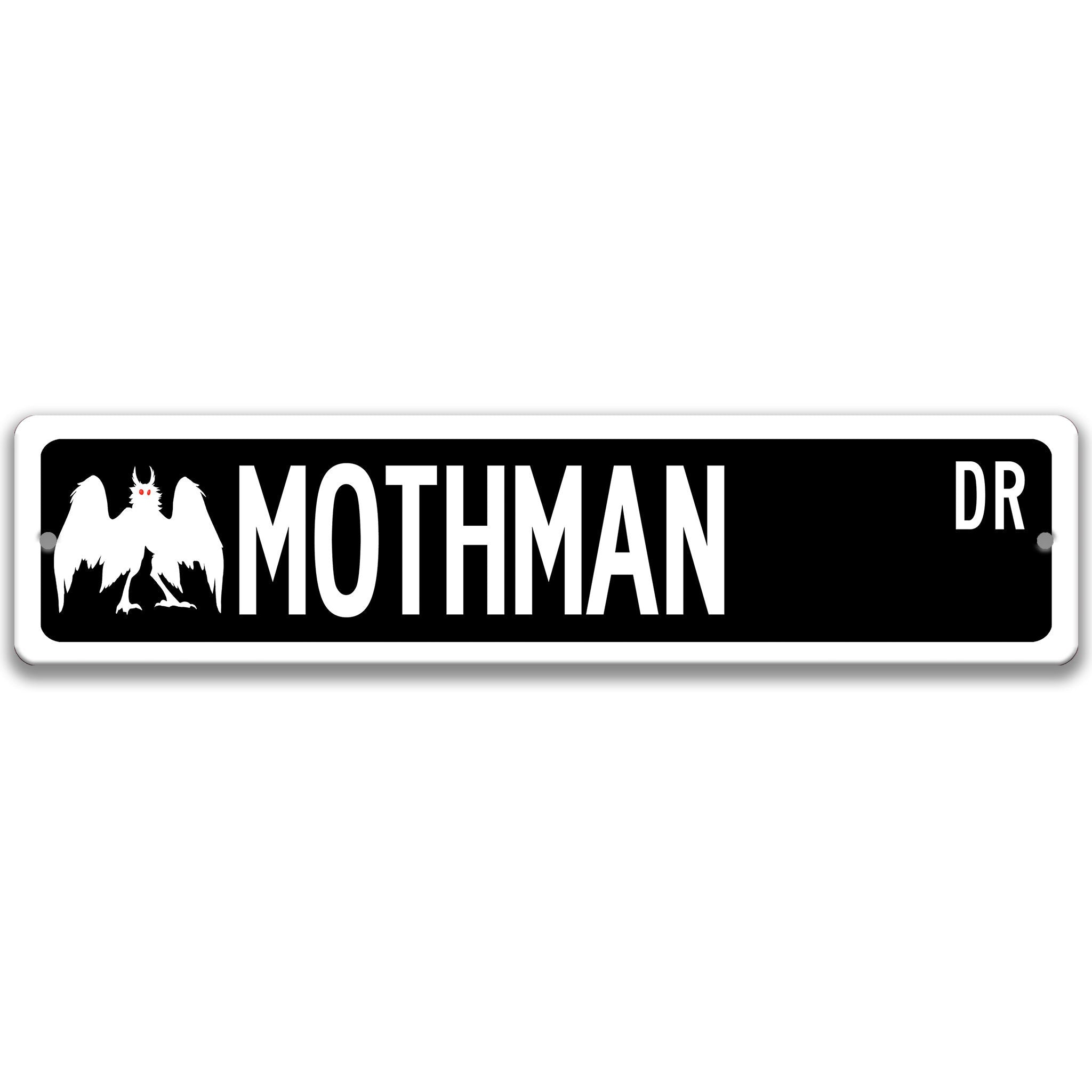 Mothman with Silhouette Metal Street Sign