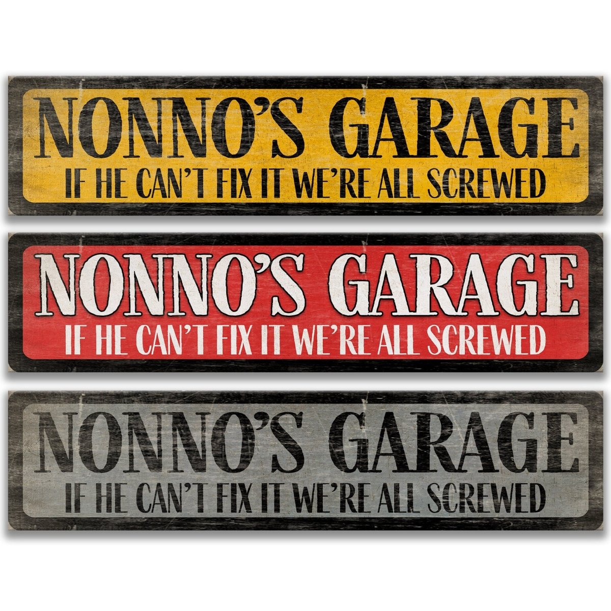 three signs with the same message, stating "If he can't fix it, we're all screwed".