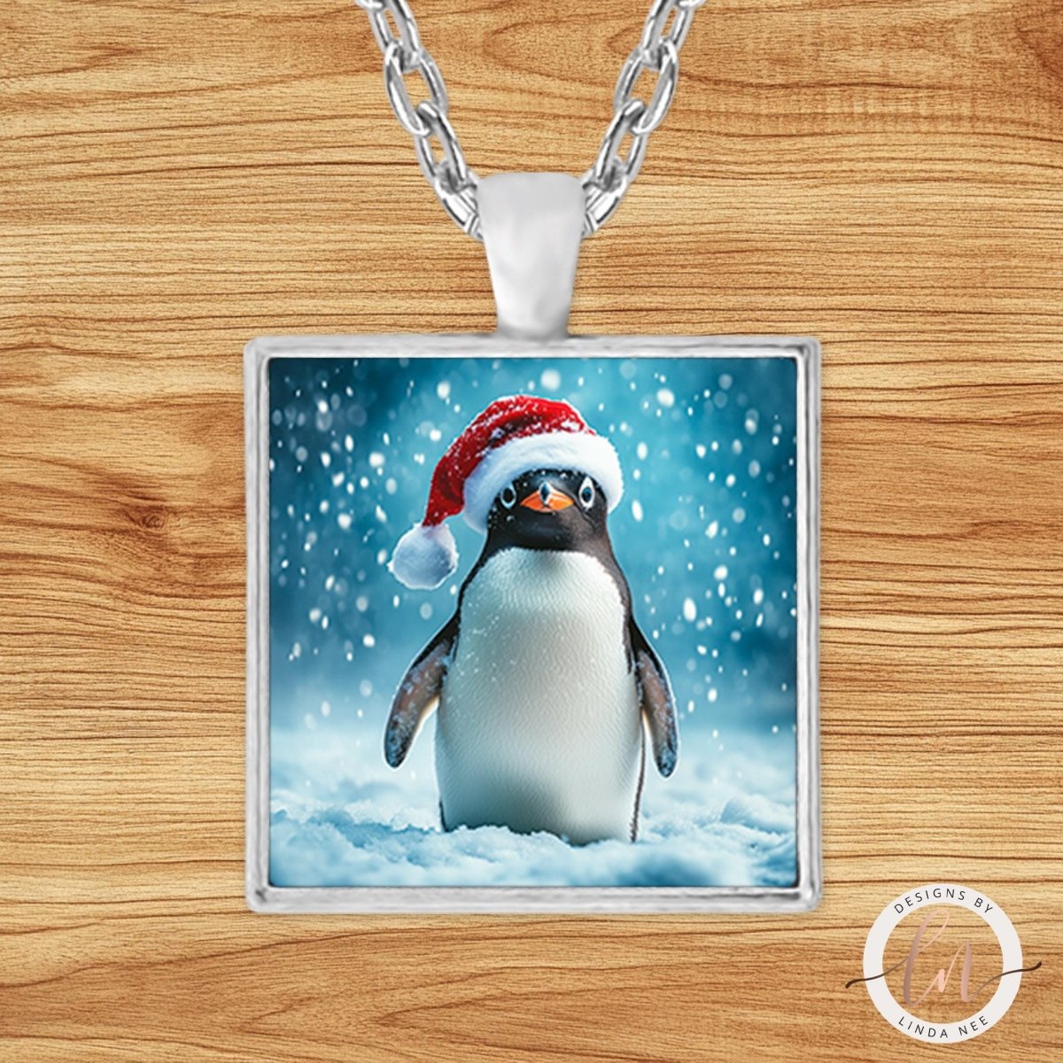 Penguin Necklace - Cute Santa Penguin Christmas PendantDesigns by Linda Nee