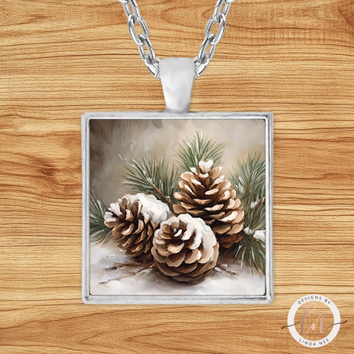 Pinecone Pendant - Christmas Nature Necklace for HerDesigns by Linda Nee