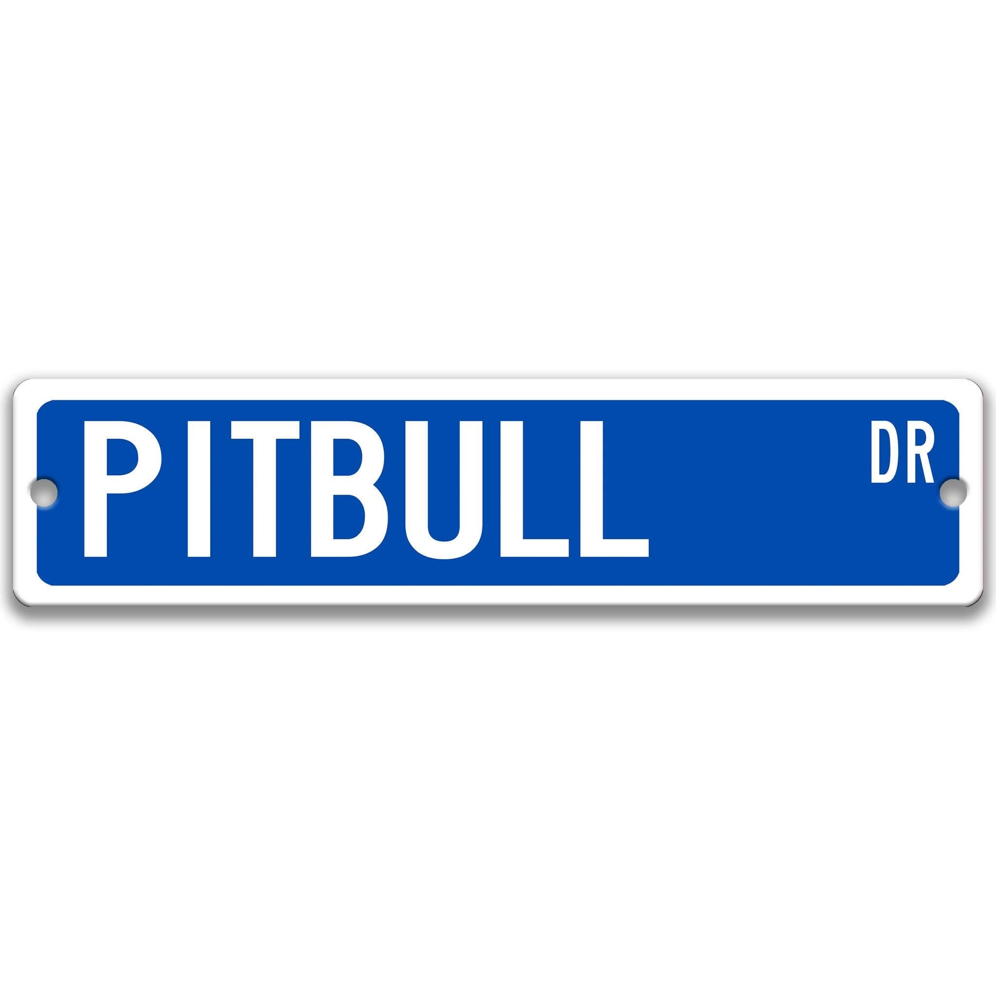 Pitbull Dog Metal Street Sign