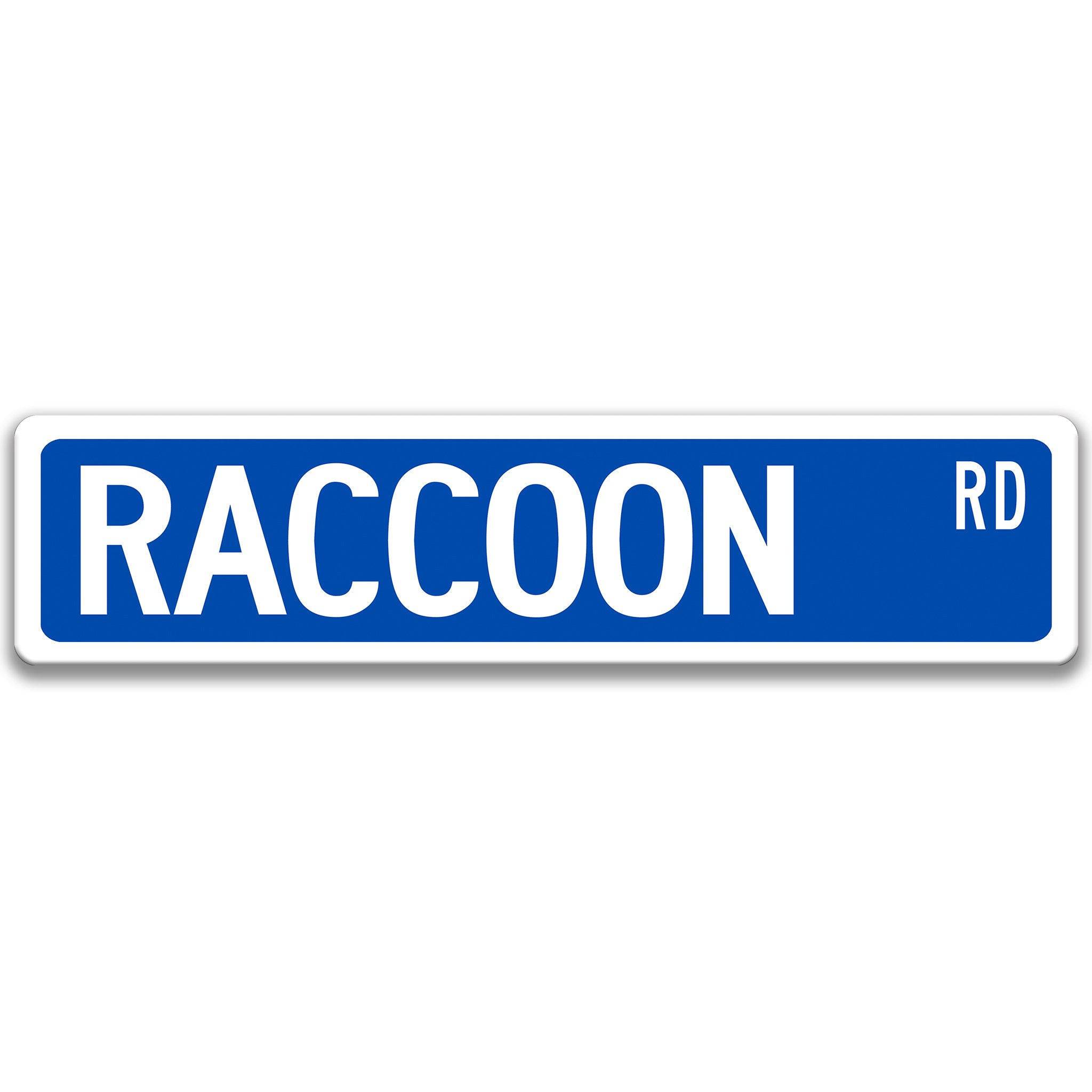 Raccoon Metal Street Sign