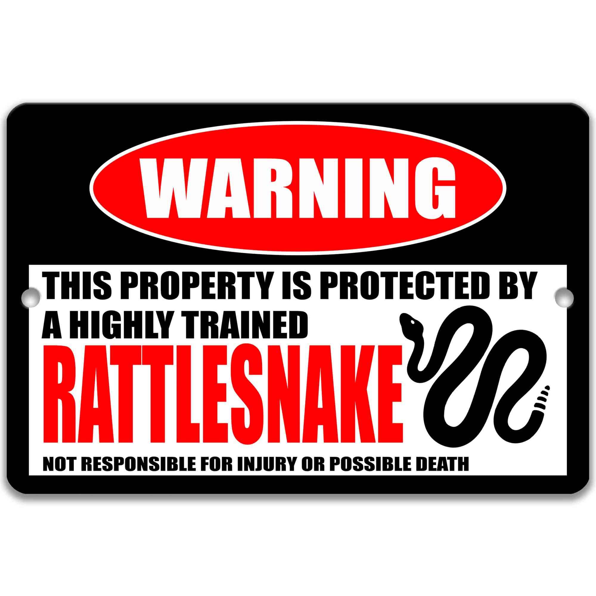 Rattlesnake Warning Sign, Funny Texas Gifts, Outdoor Metal Sign, Danger Sign, Desert Animals, ReptileDesigns by Linda Nee