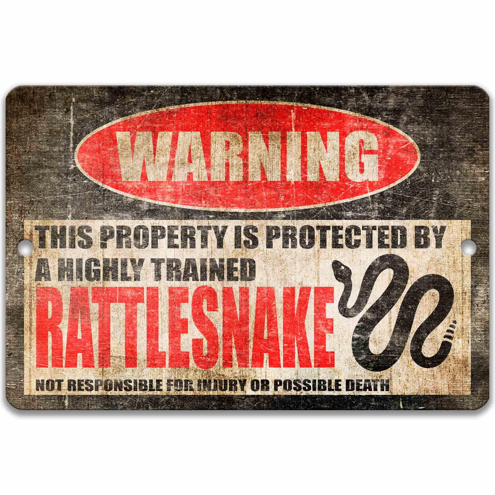 Rattlesnake Warning Sign, Funny Texas Gifts, Outdoor, Danger Sign, Desert Animals, ReptileDesigns by Linda Nee