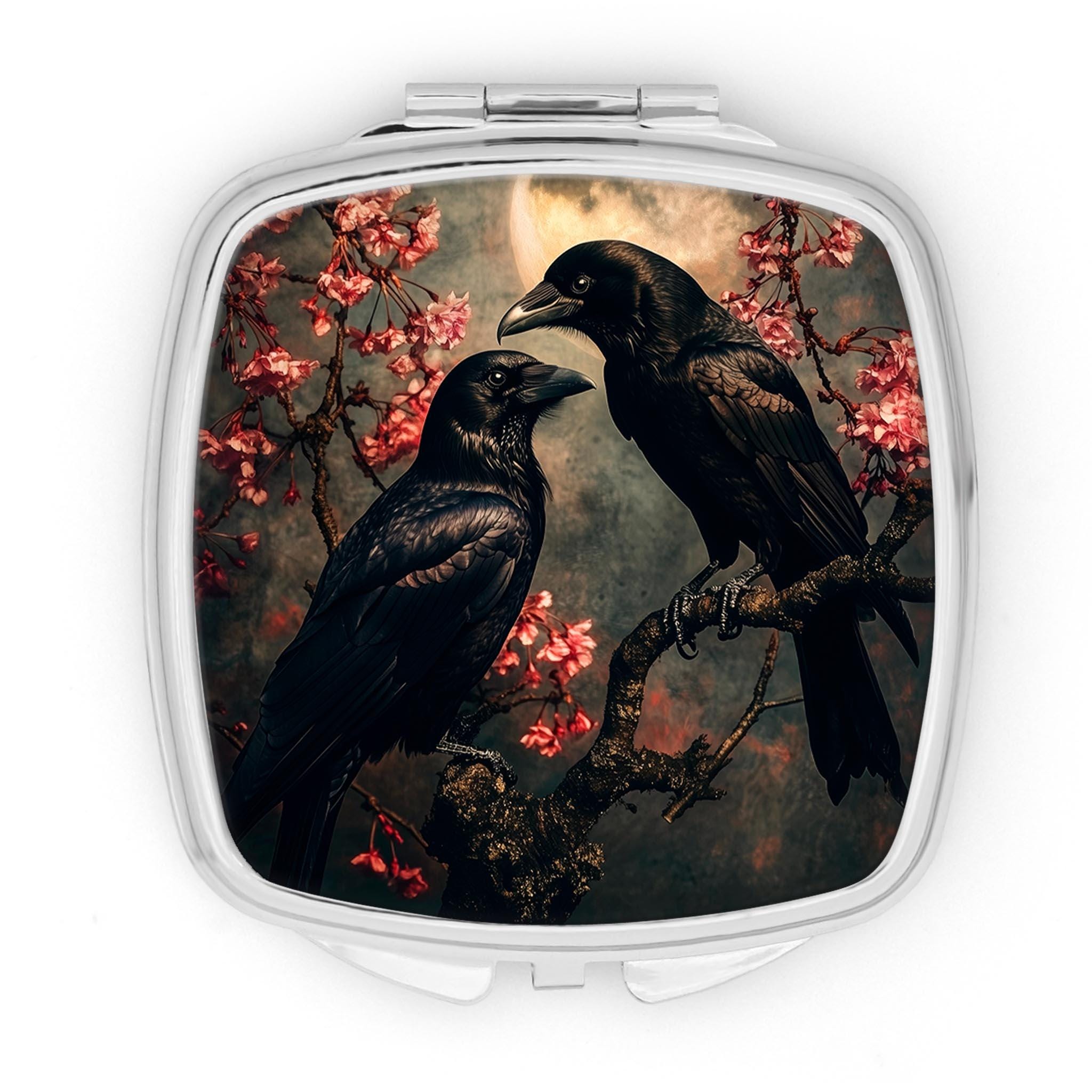 Raven Couple Compact Mirror - Gothic Dark Academia Gift