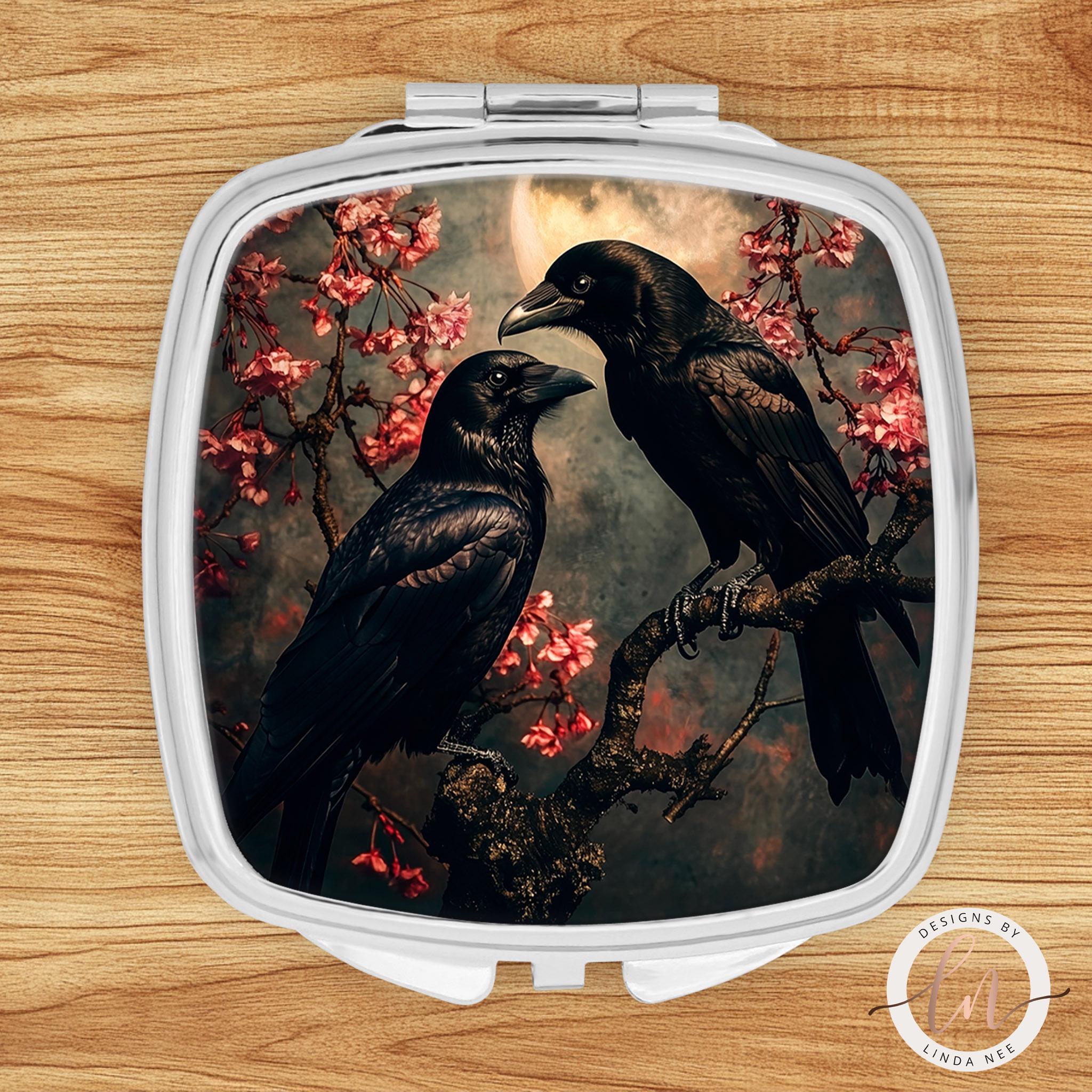 Raven Couple Compact Mirror - Gothic Dark Academia Gift