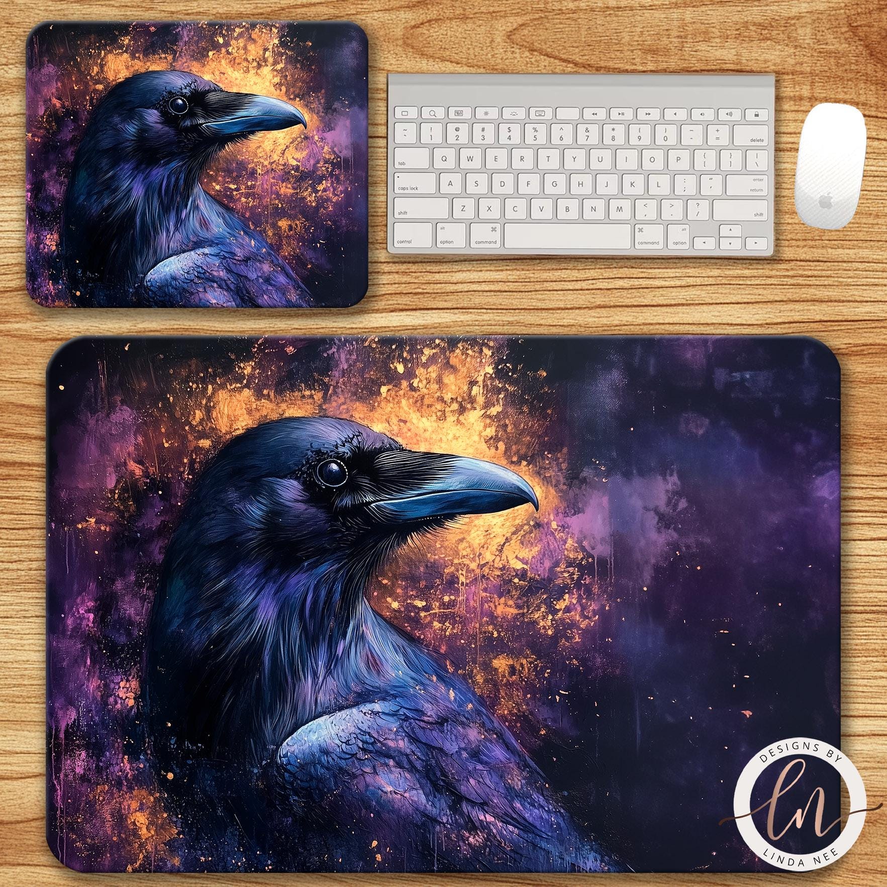 Raven Desk Mat - Dark Academia Gothic Crow Edgar Allan Poe