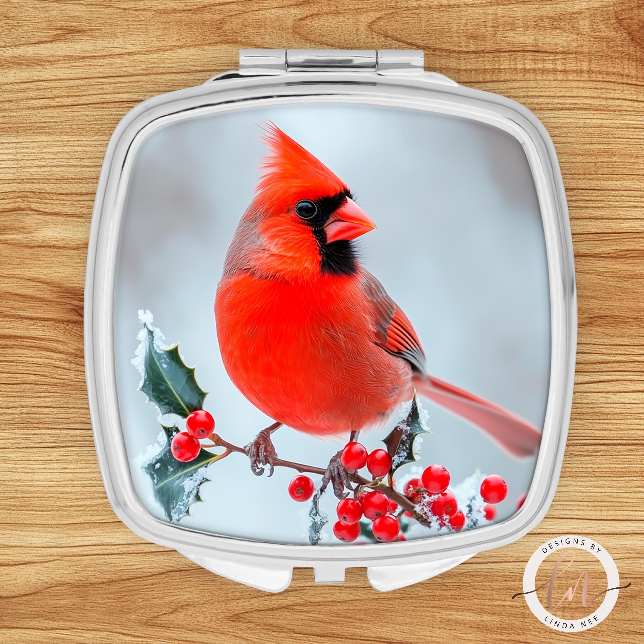 Red Cardinal Compact Mirror - Winter Bird Academia Gift