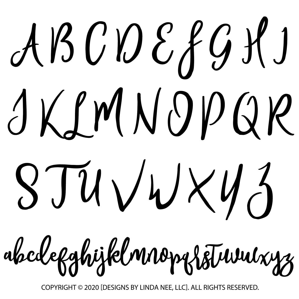 a collection of black cursive letters arranged in a grid format, with each letter occupying its own space.