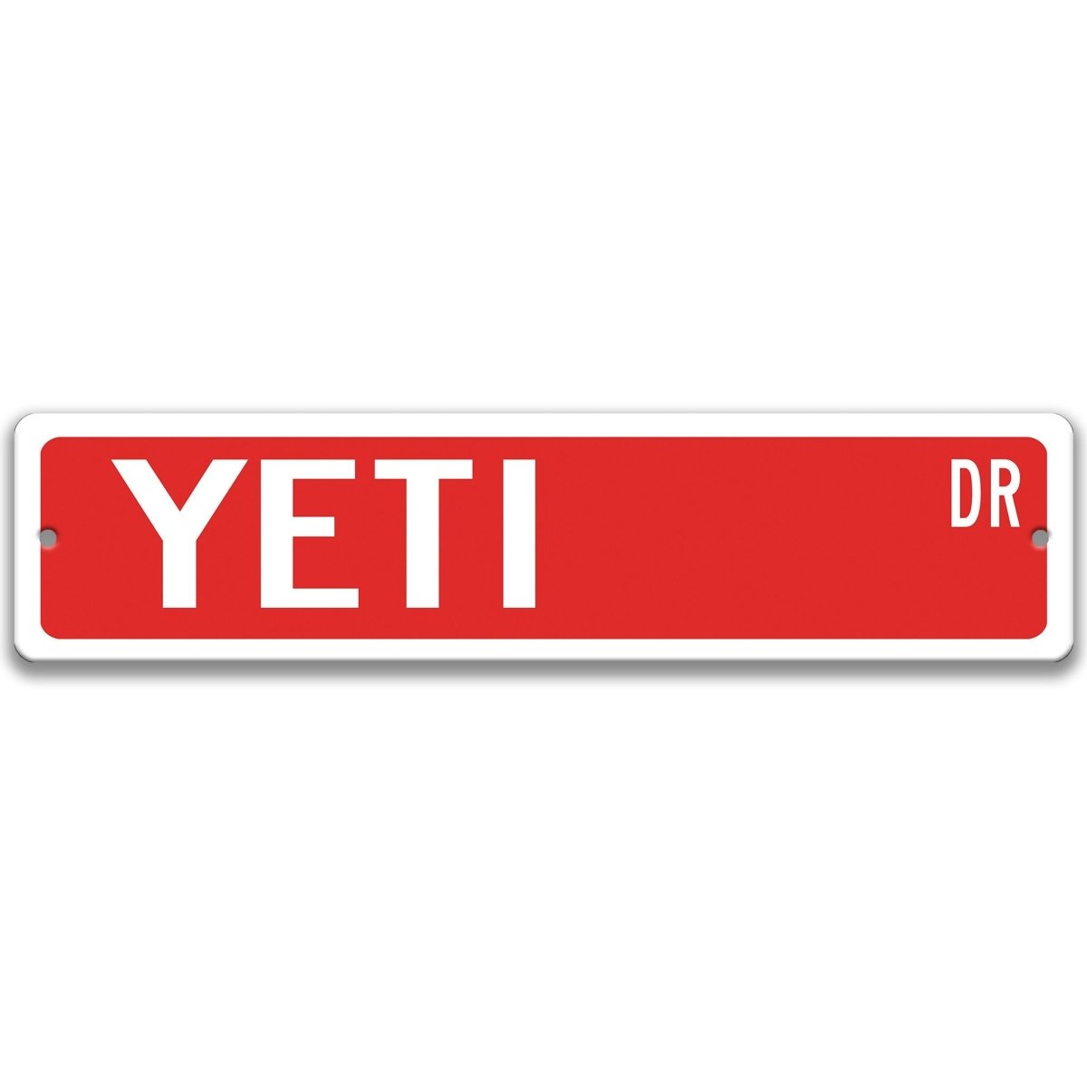 Red Yeti aluminum street name sign with white lettering
