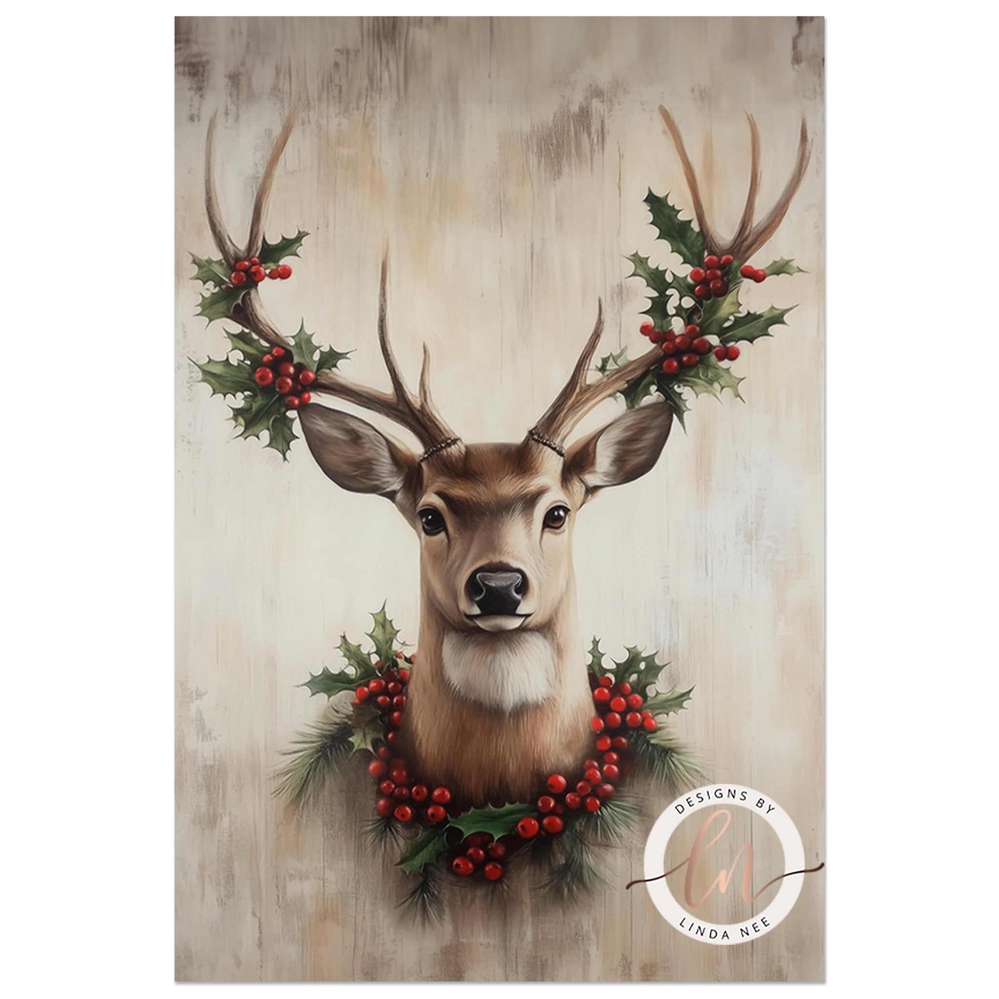 Rustic Reindeer Wall Art - Metal or Fine Art Holiday Decor